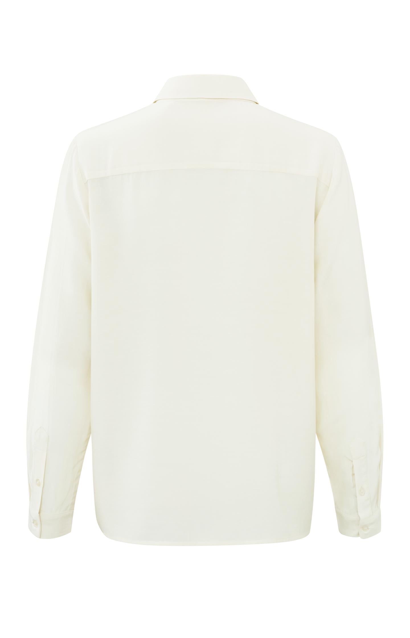 Soft blouse with collar, long sleeves and hidden buttons