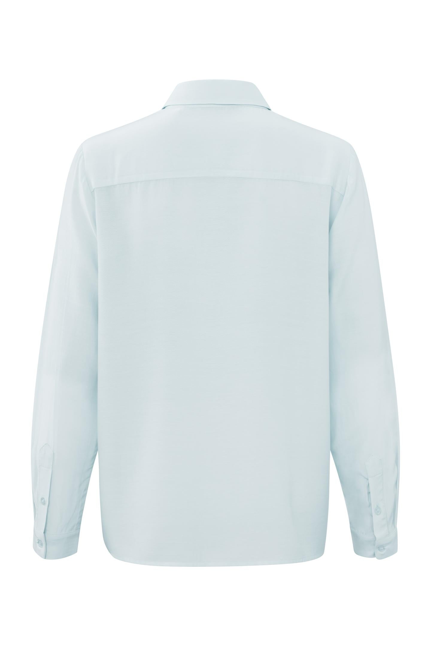 Soft blouse with collar, long sleeves and hidden buttons