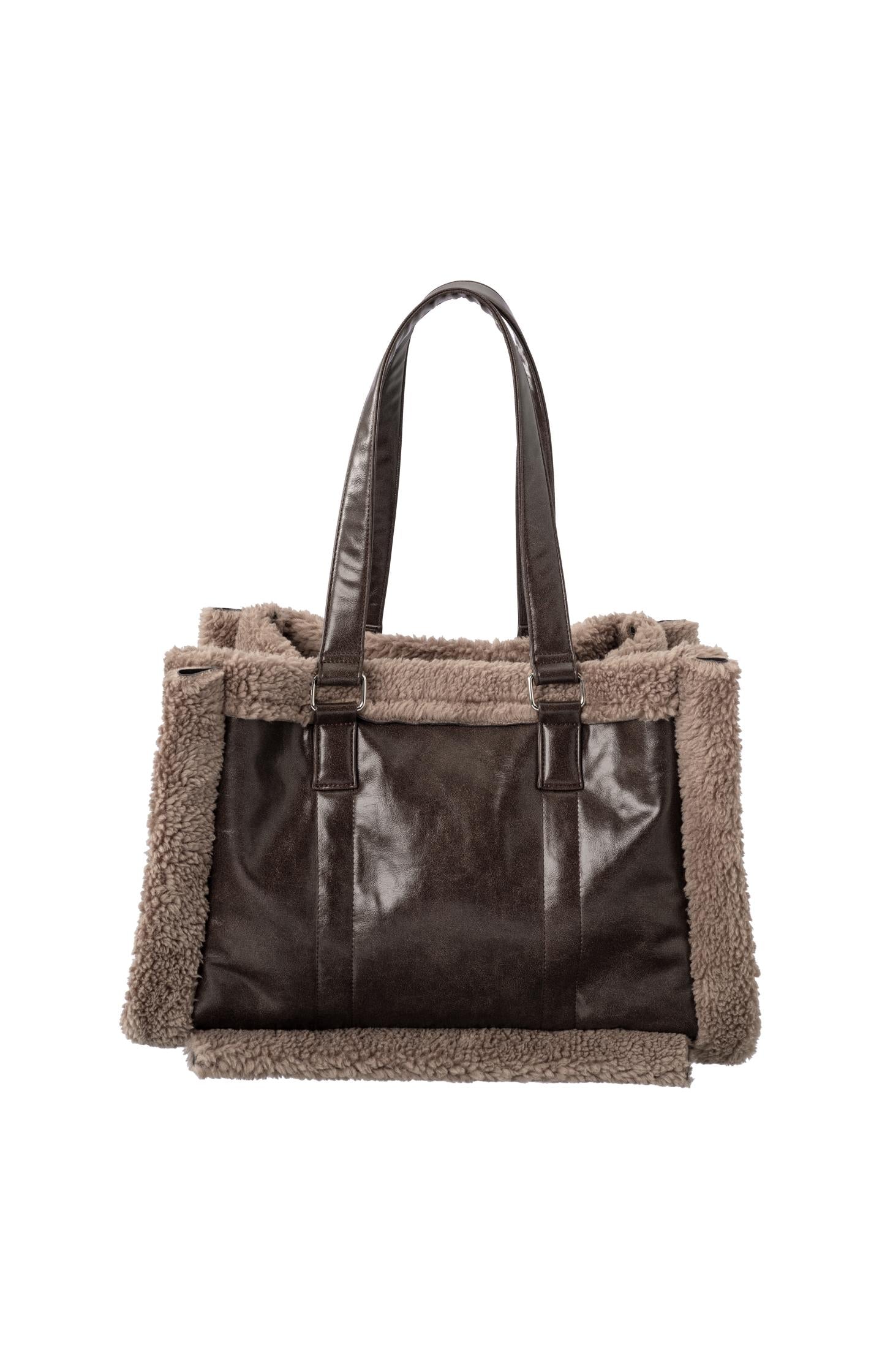 Soft brown shoulder bag with teddy detail - Type: product