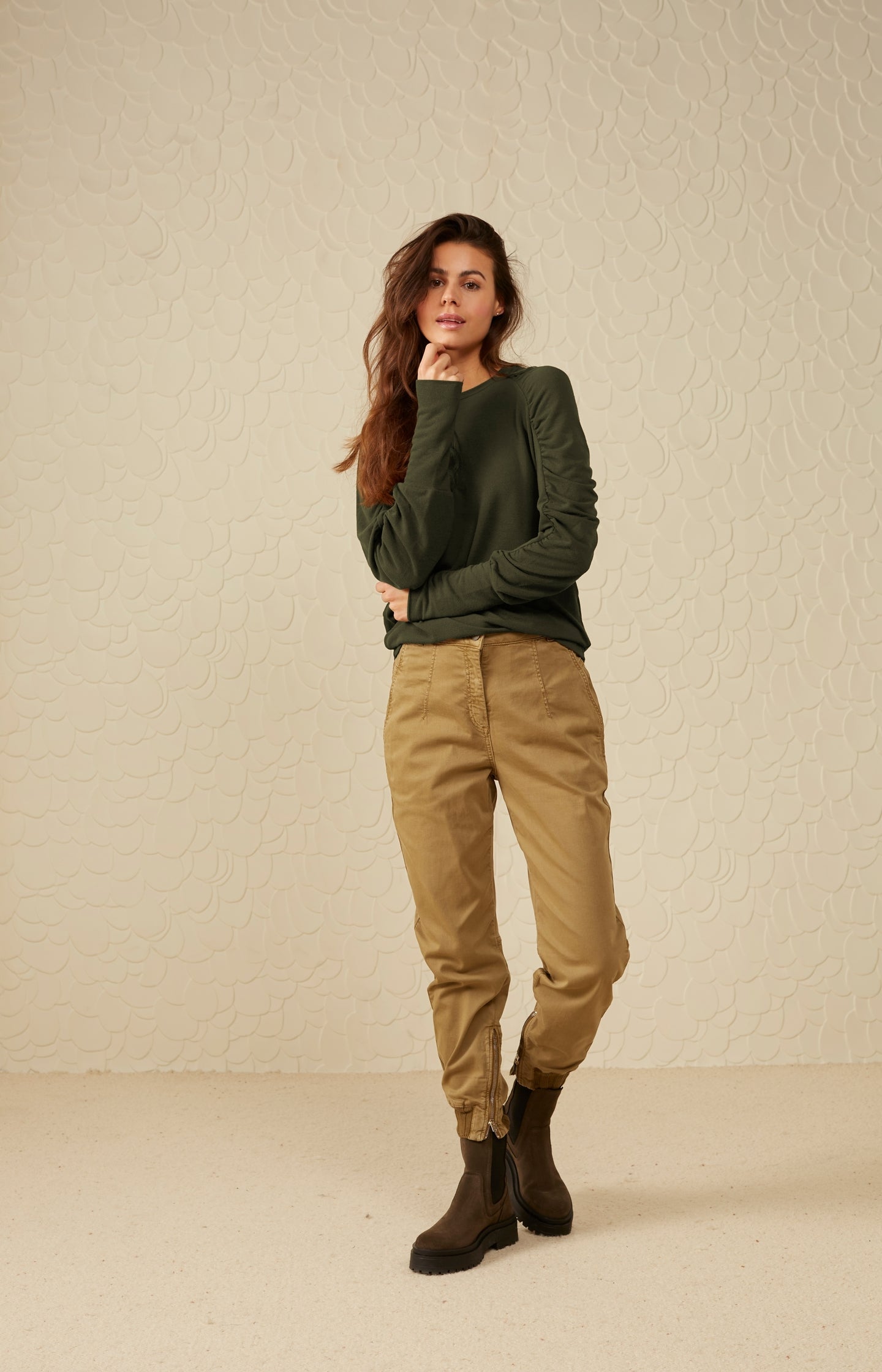 Soft cargo trousers with zip fly and pockets