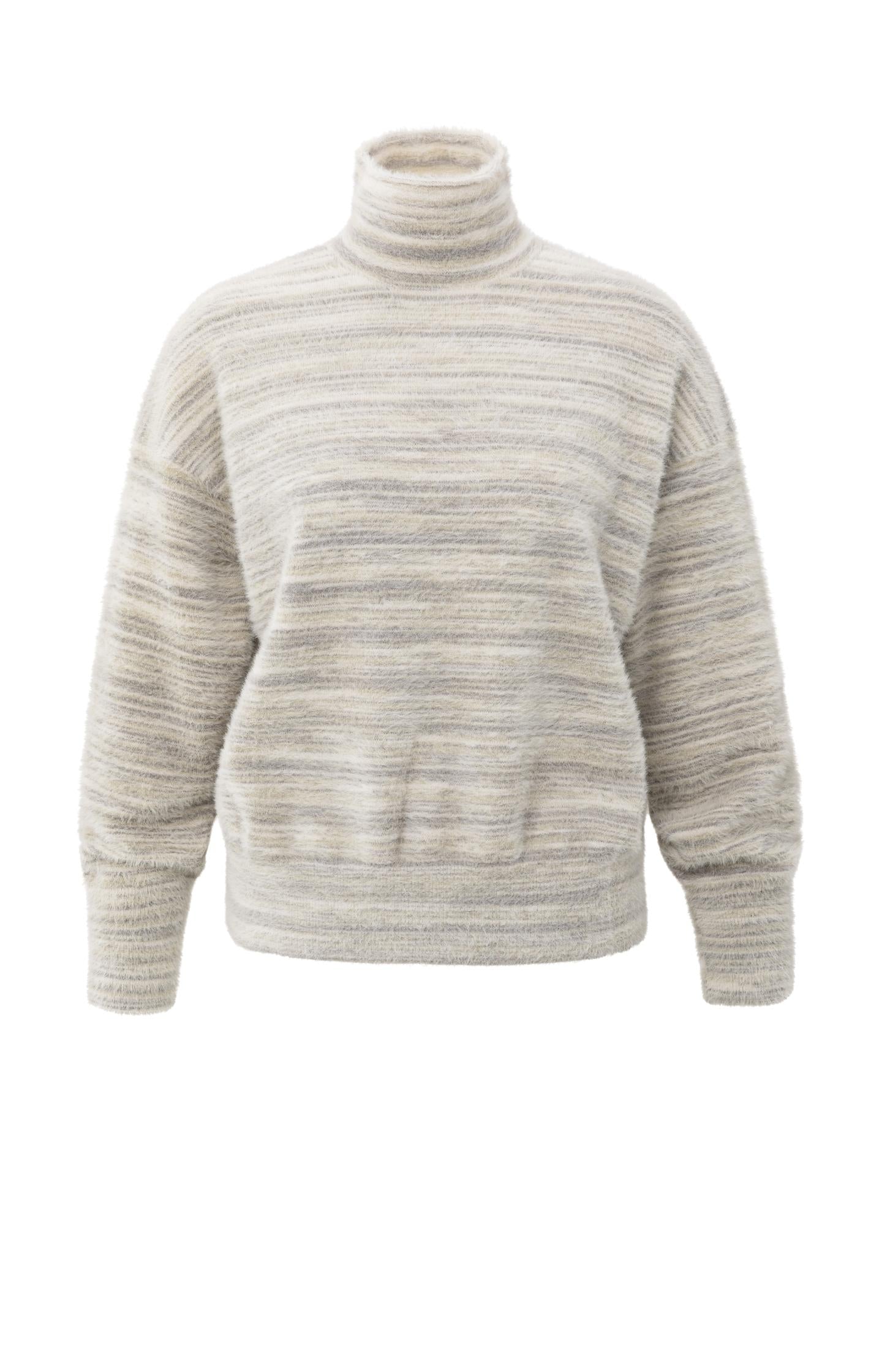 Soft fluffy sweater with turtleneck and subtle stripe mix - Type: product