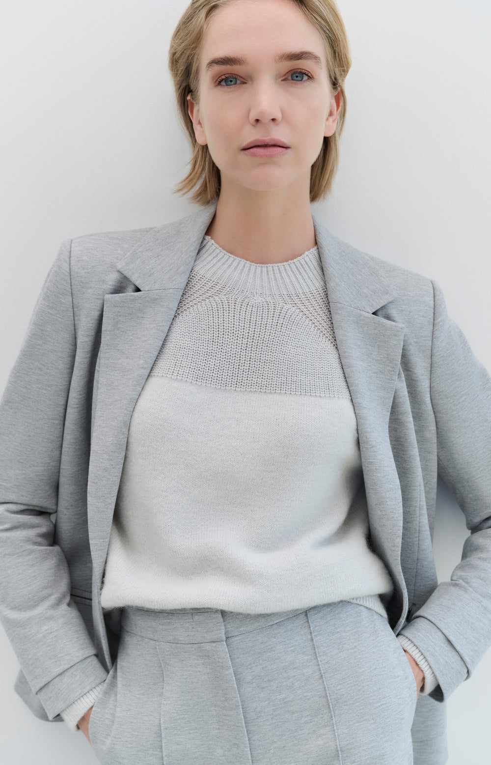 Melange L S Blazer Light Grey Melange