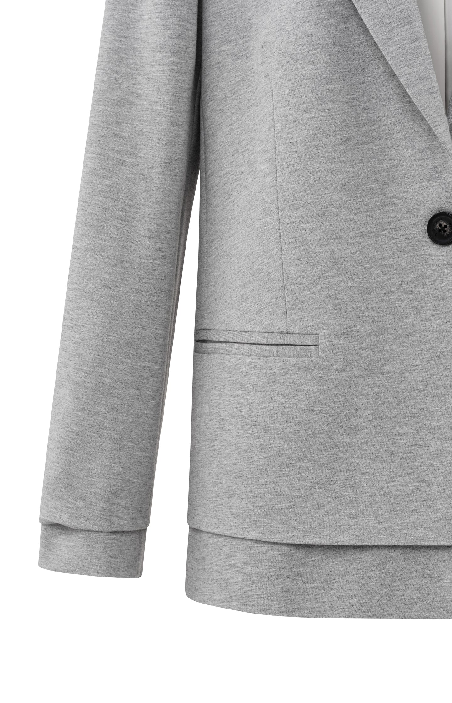 Soft grey melange blazer with stitched details - Medium Grey Melange