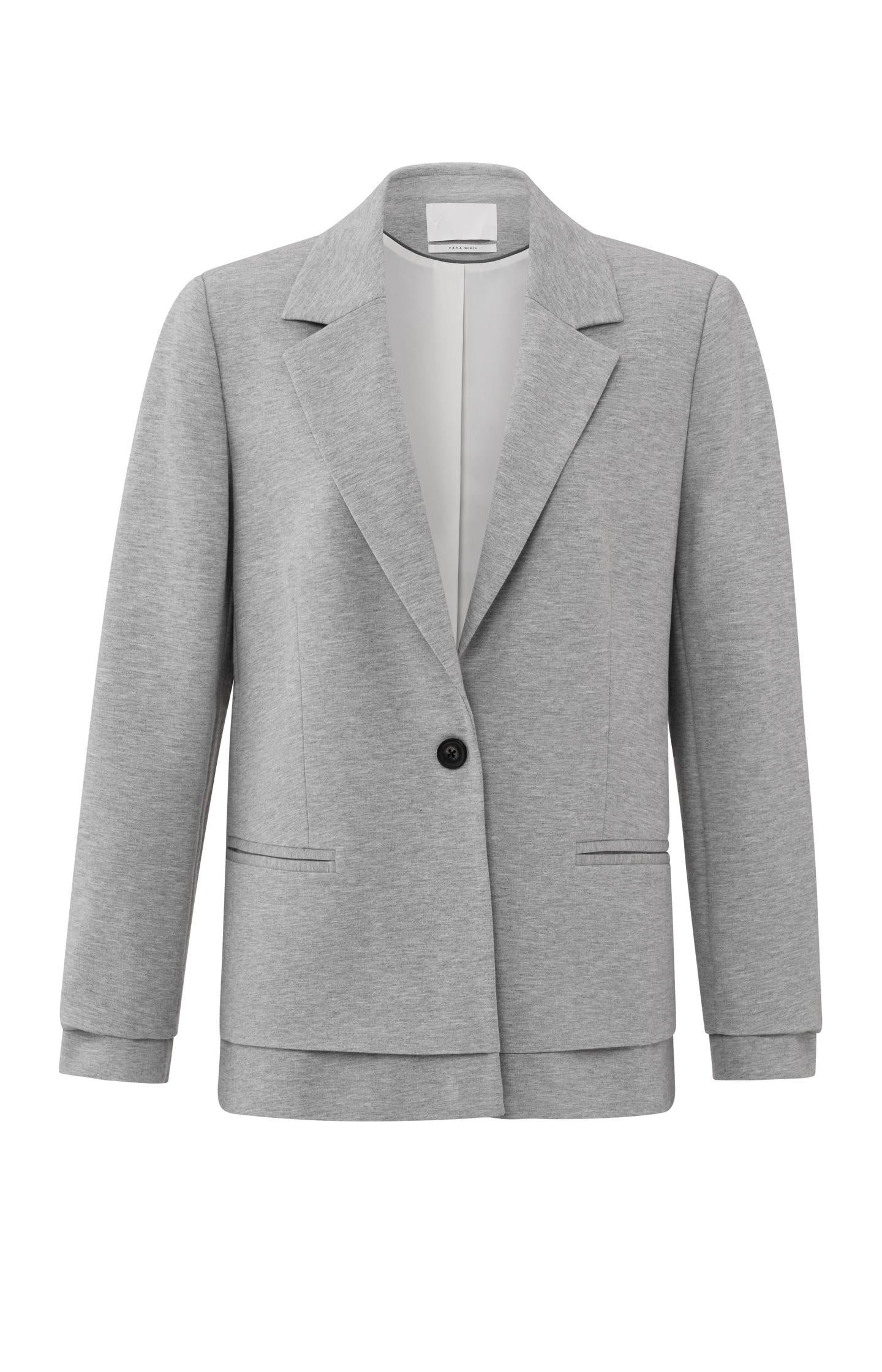 Soft grey melange blazer with stitched details - Medium Grey Melange - Type: product