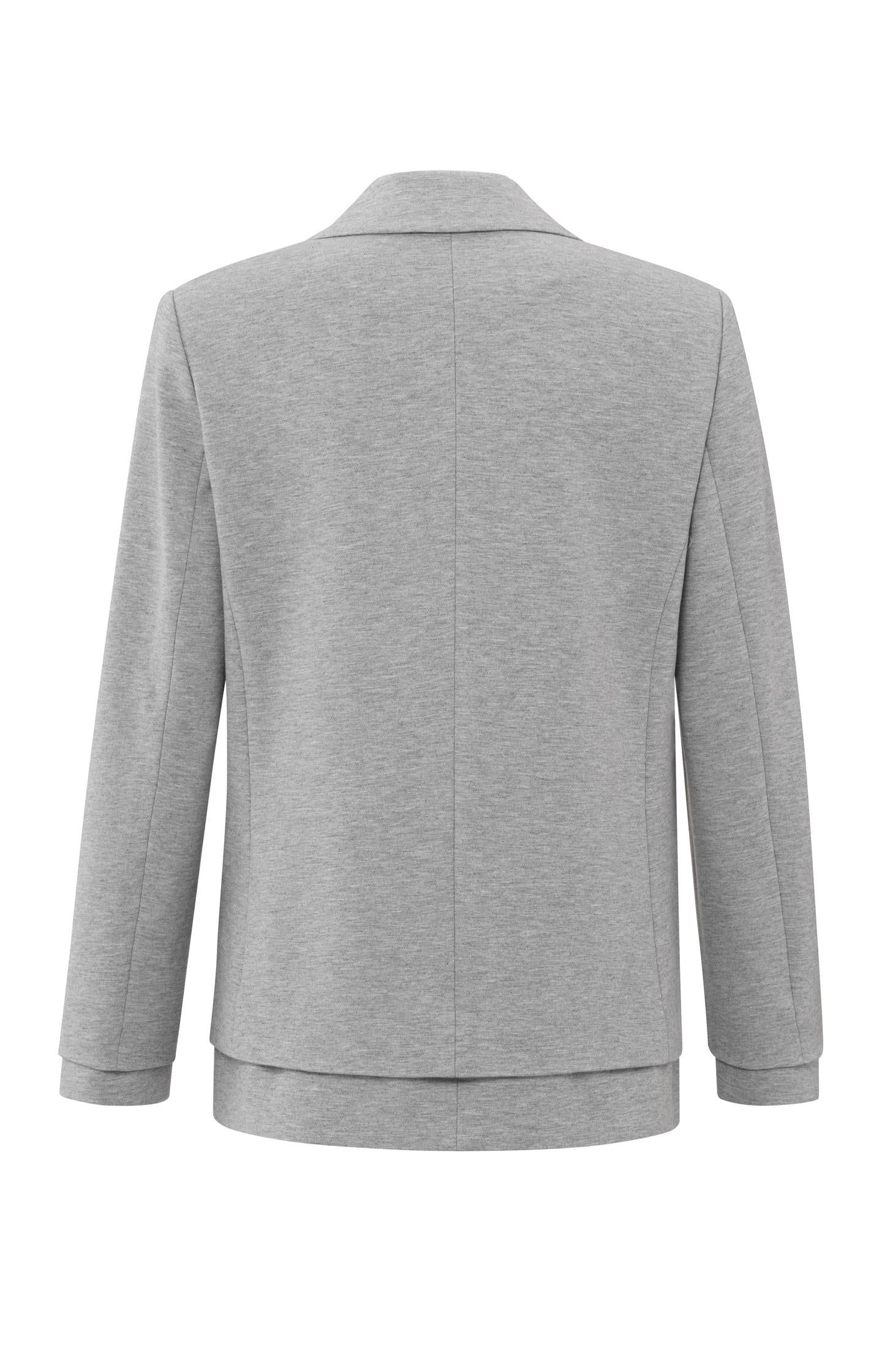 Soft grey melange blazer with stitched details - Medium Grey Melange