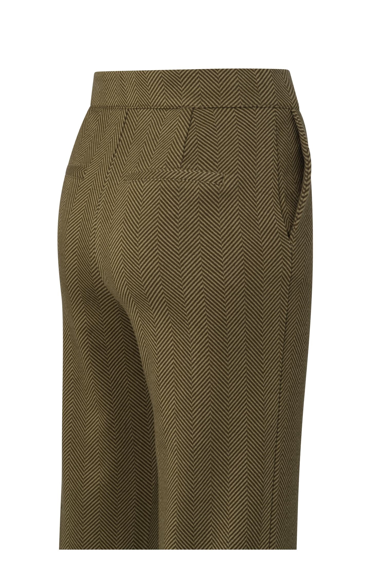 Soft herringbone trousers with pockets and elastic waist