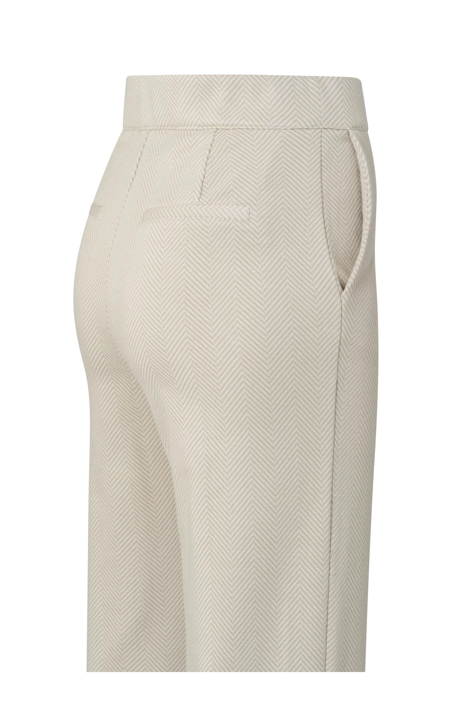 Soft herringbone trousers with pockets and elastic waist