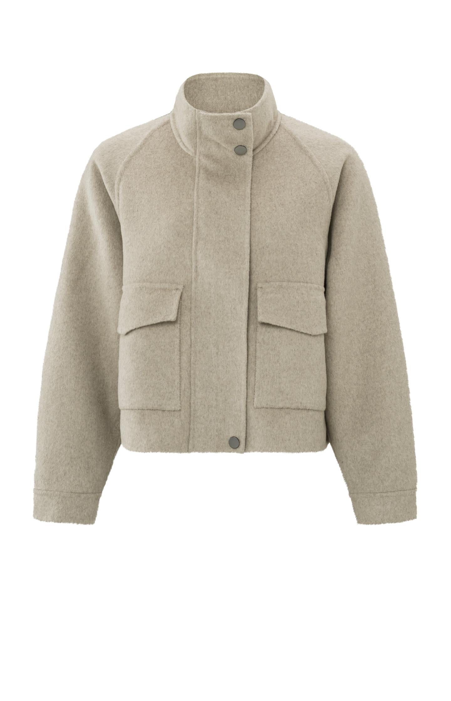 Soft jacket with long sleeves and pockets in wool mix - Type: product