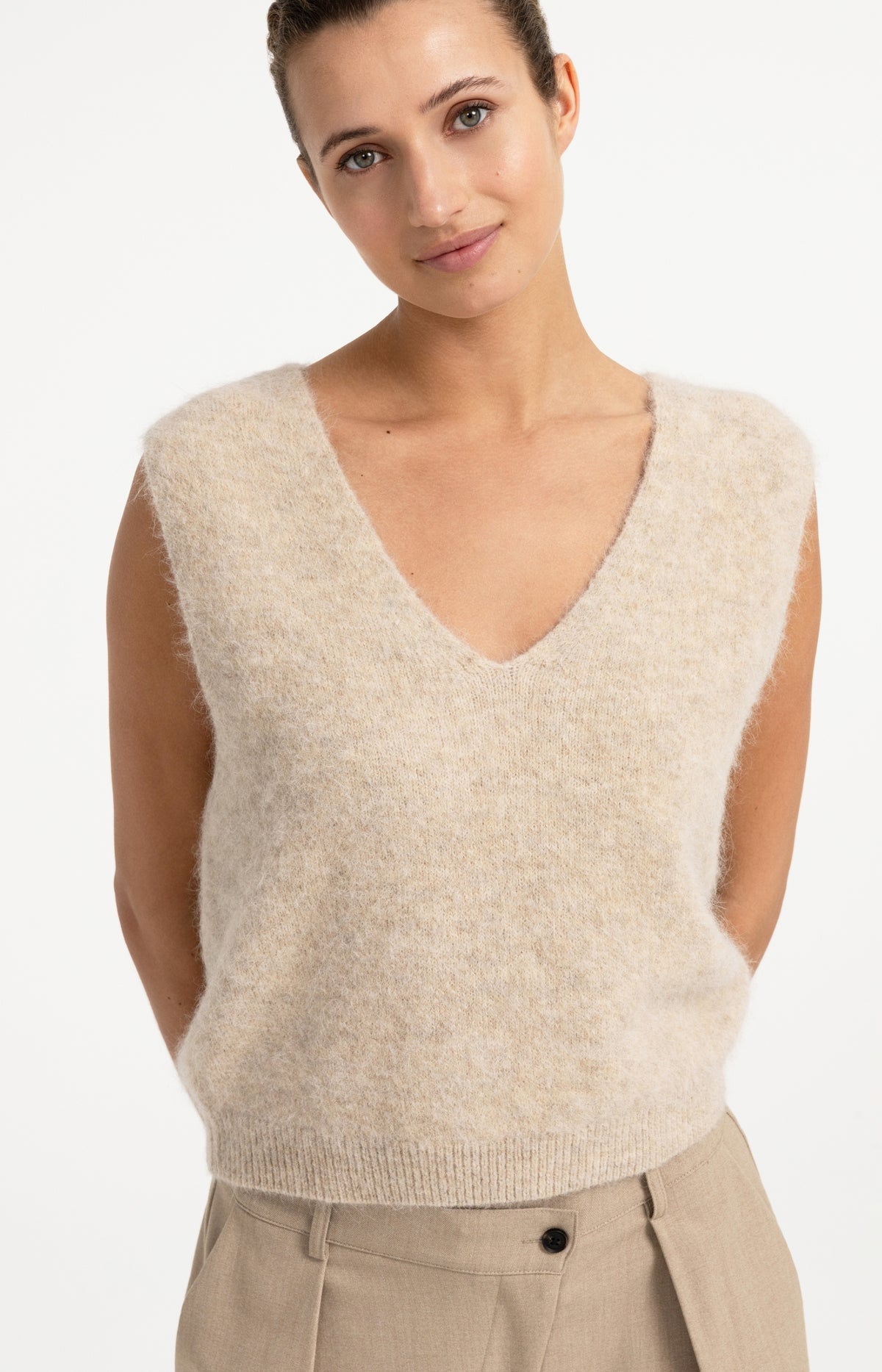Soft knit spencer with deep V-neck