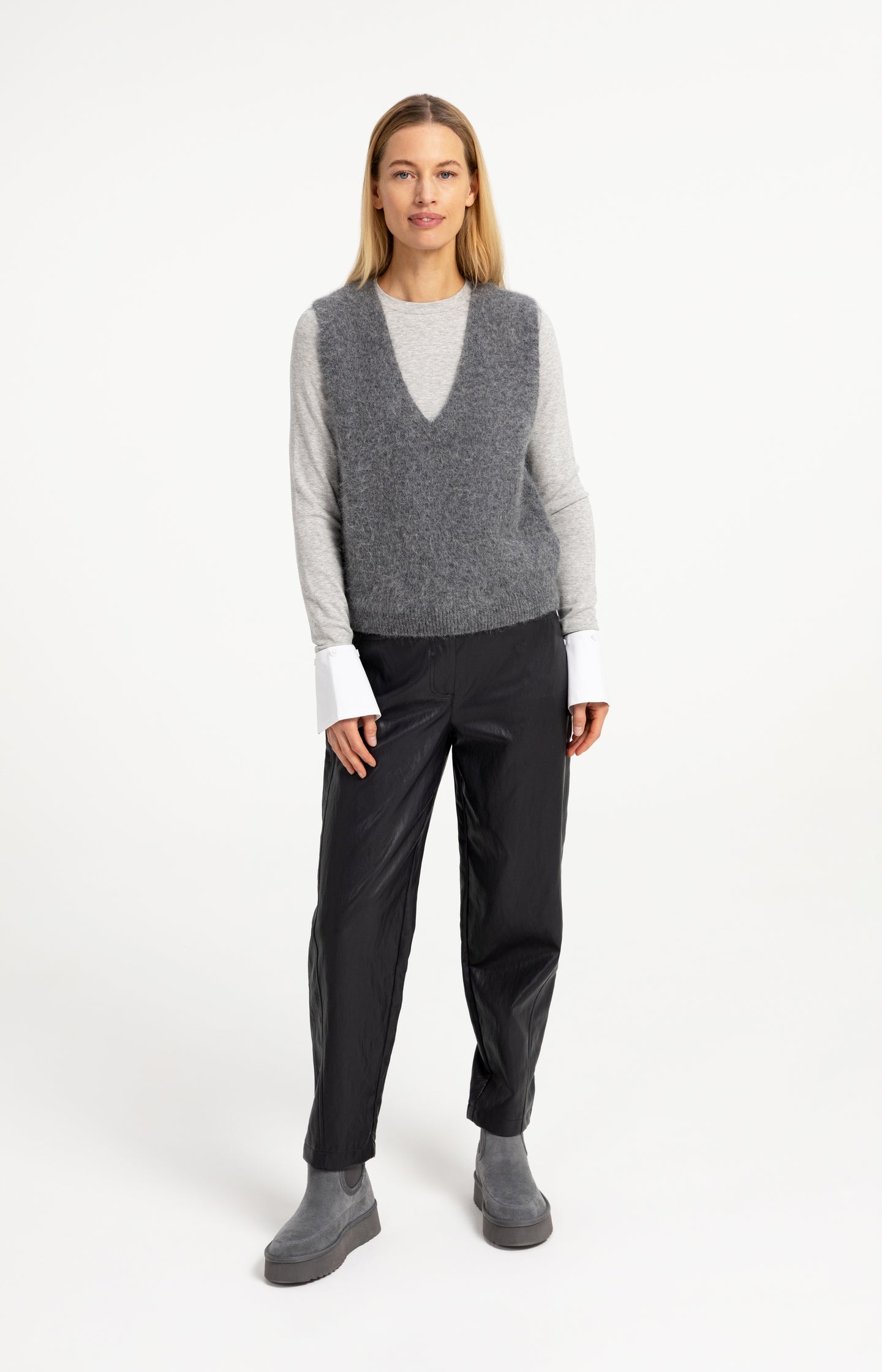 Soft knit spencer with deep V-neck
