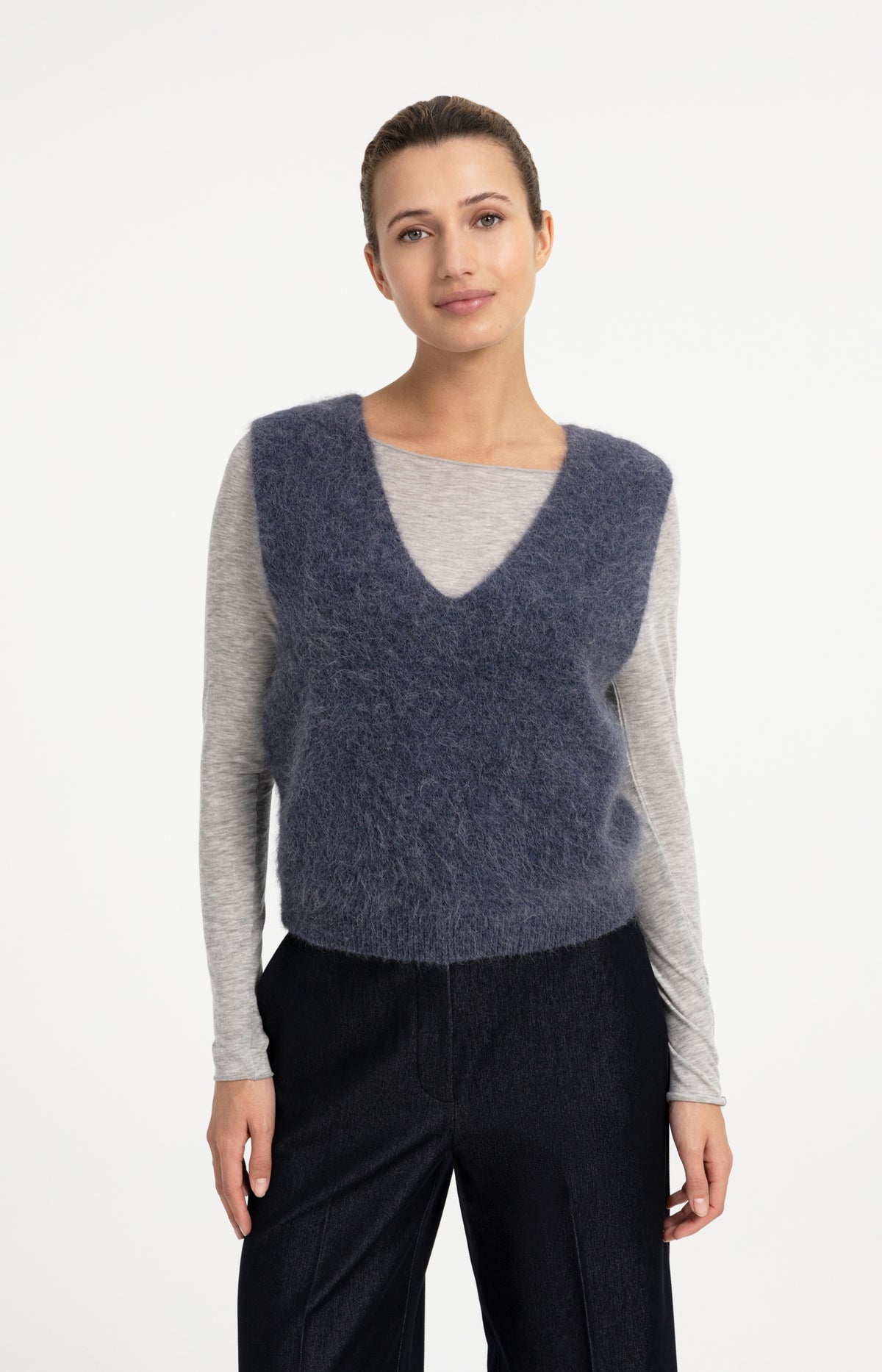 Soft knit spencer with deep V-neck