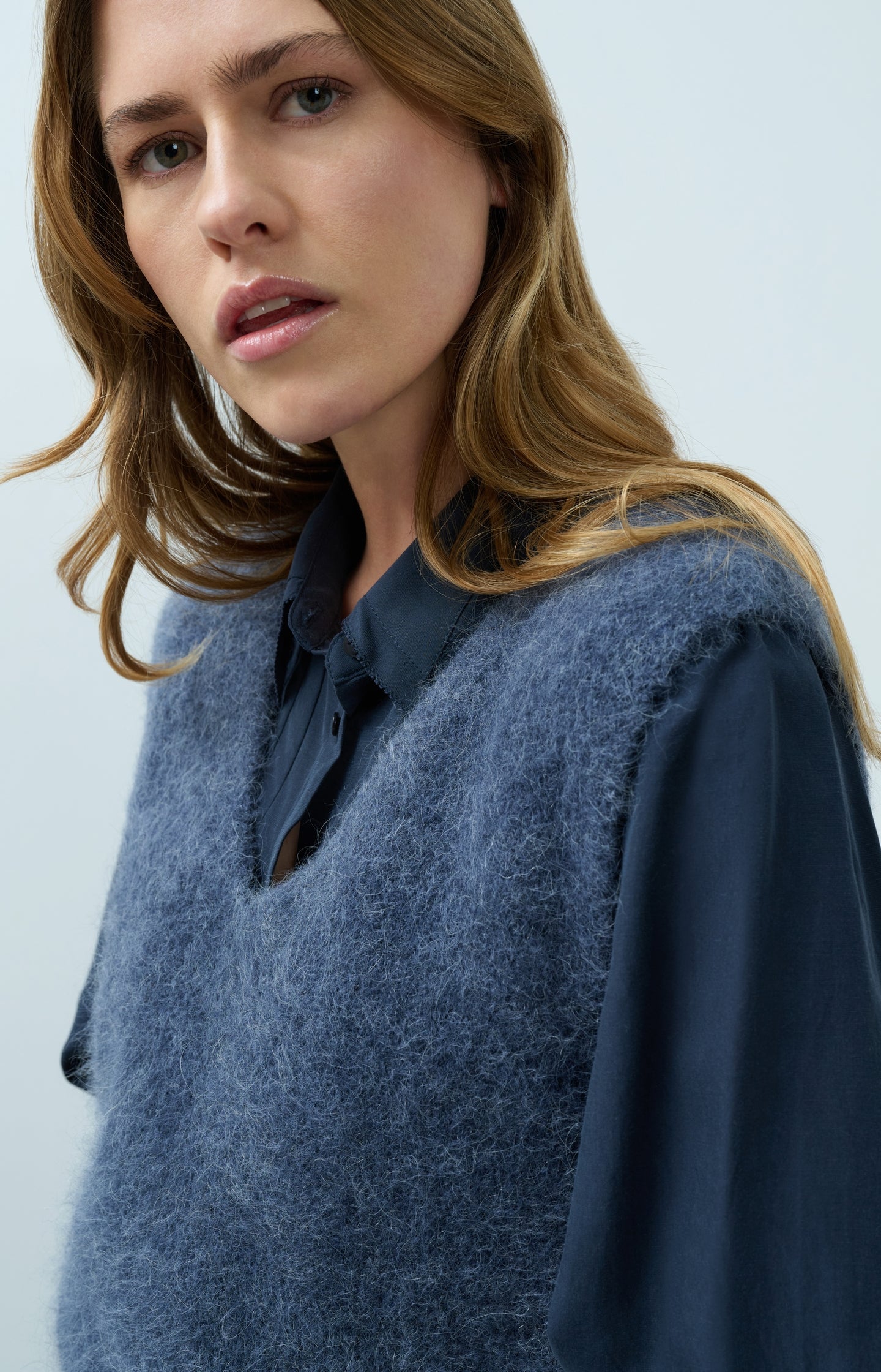 Soft knit spencer with deep V-neck
