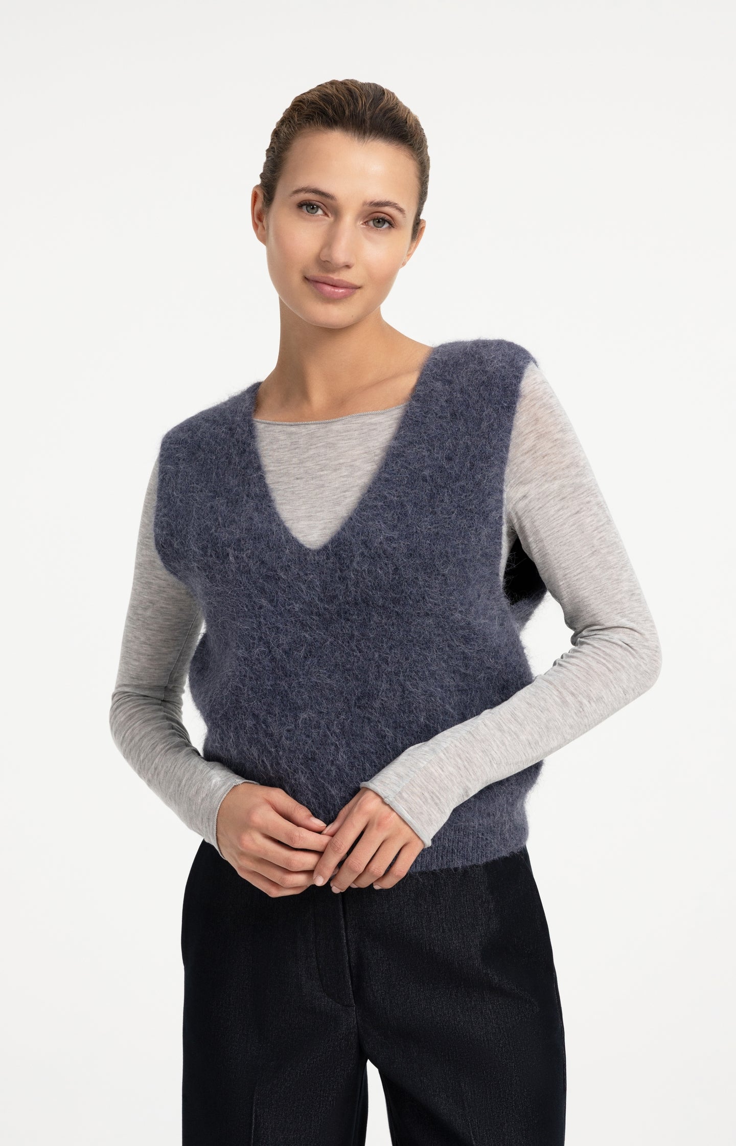 Soft knit spencer with deep V-neck