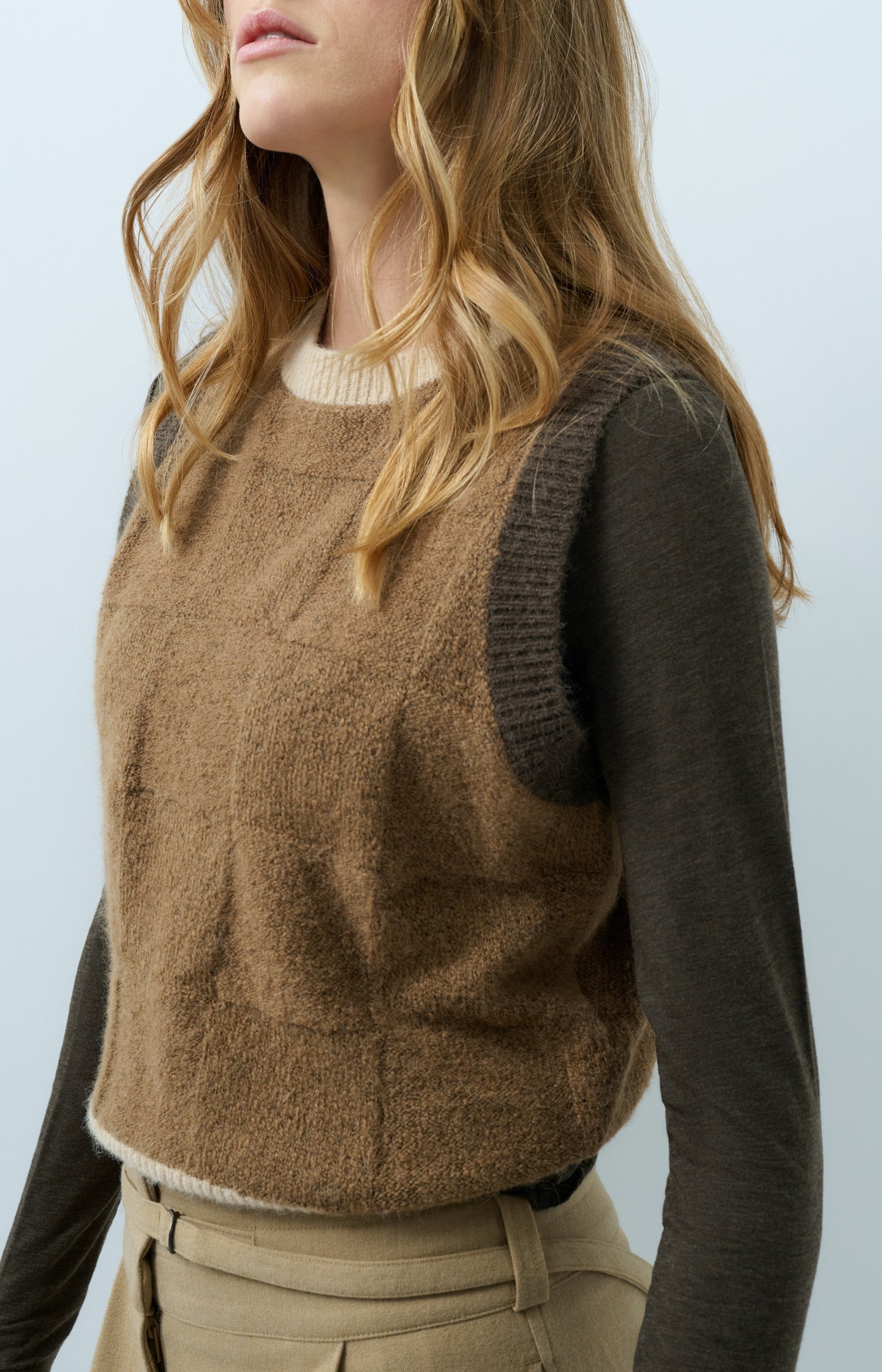 Soft knitted spencer with contrast trims