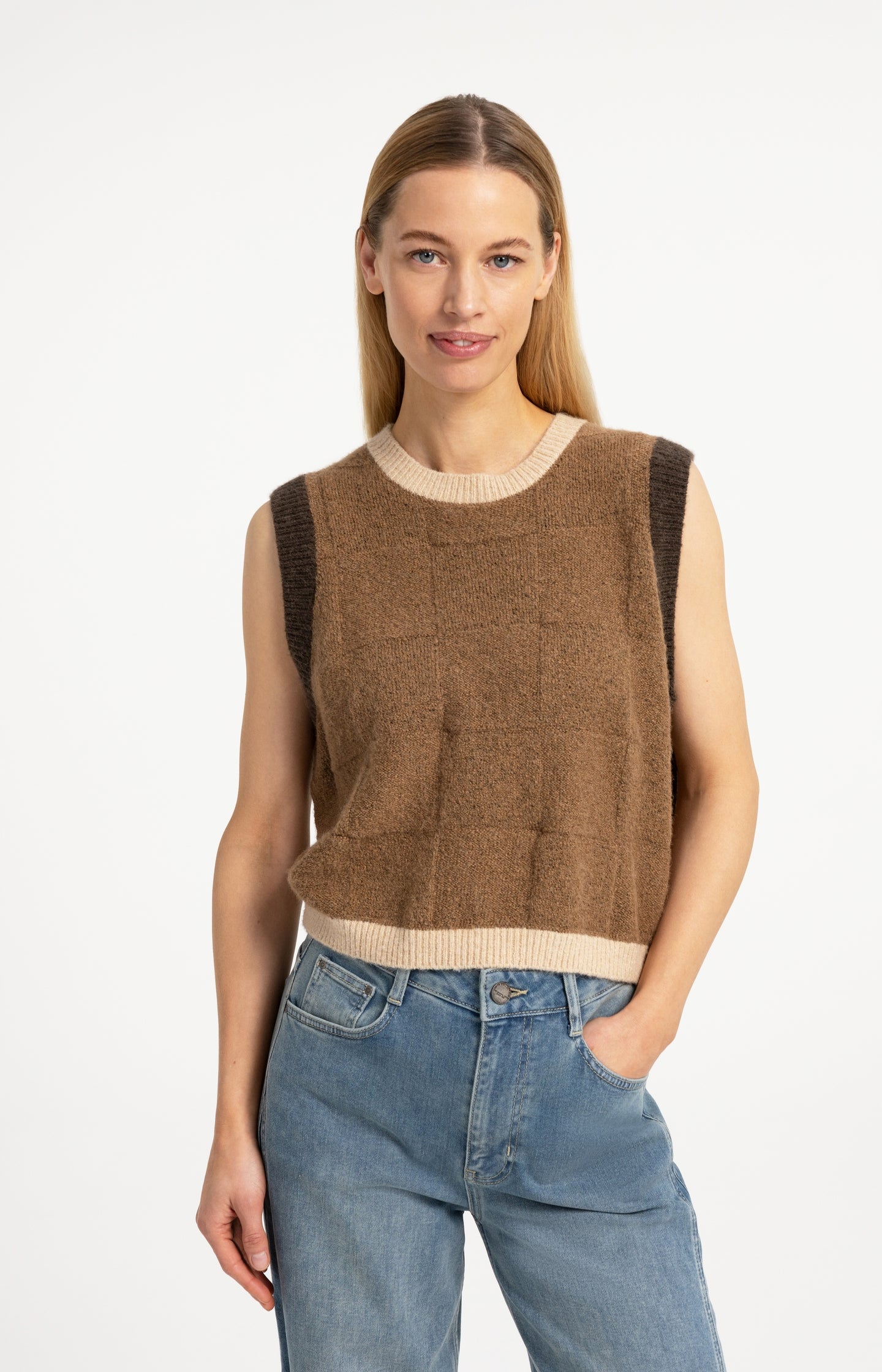 Soft knitted spencer with contrast trims