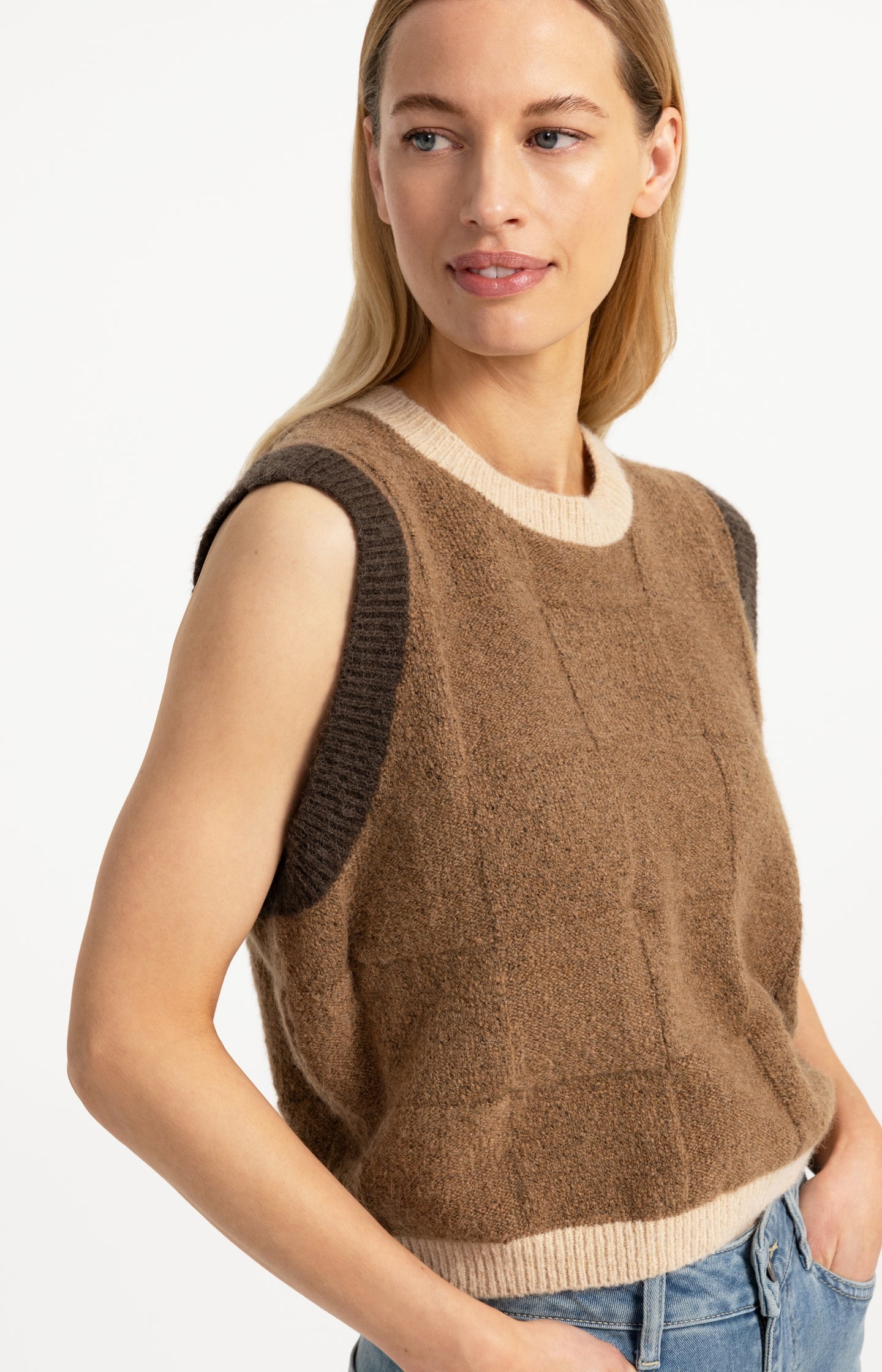 Soft knitted spencer with contrast trims