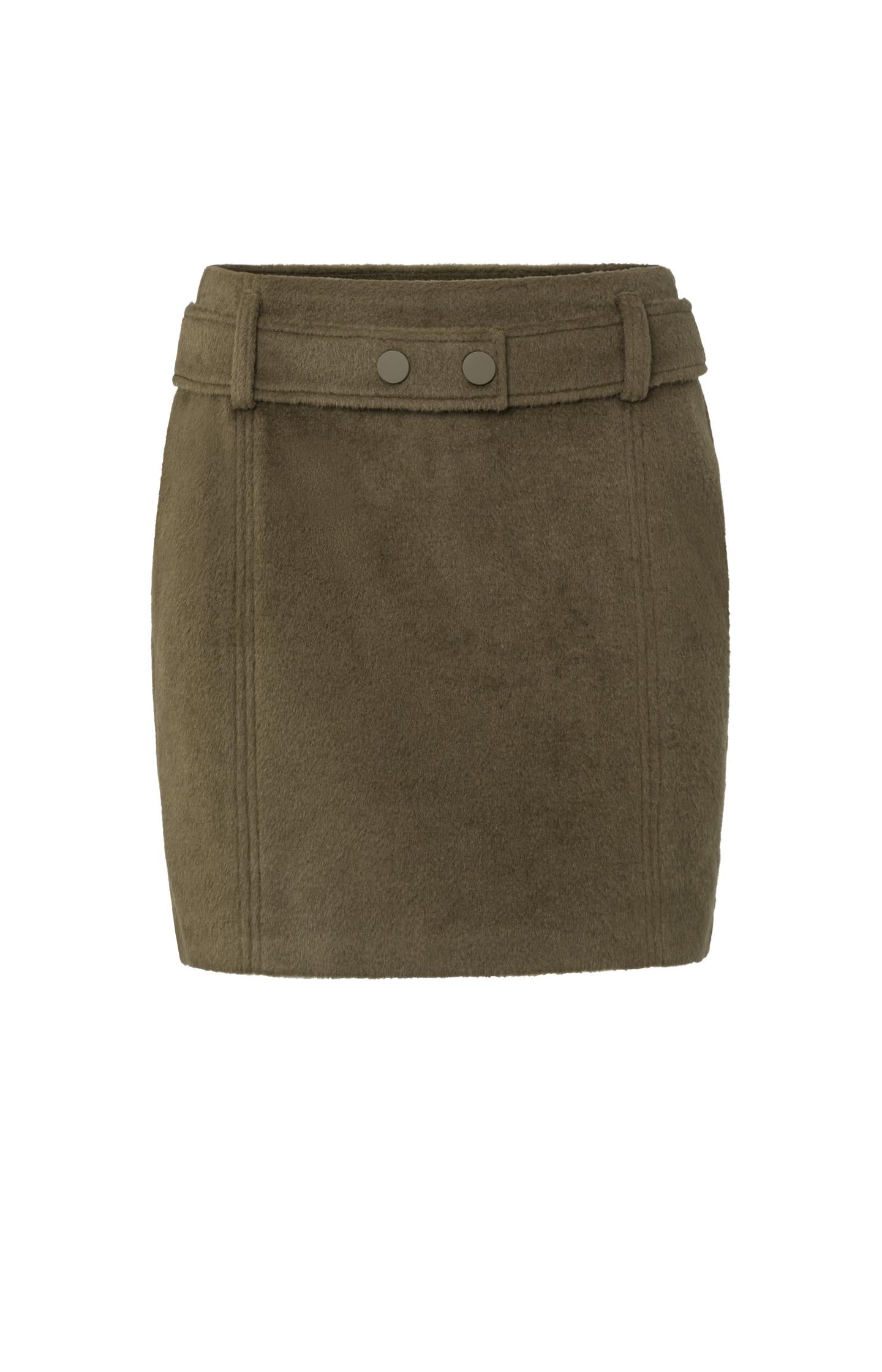 Soft mini skirt with belt, buttons and a zip - Type: product