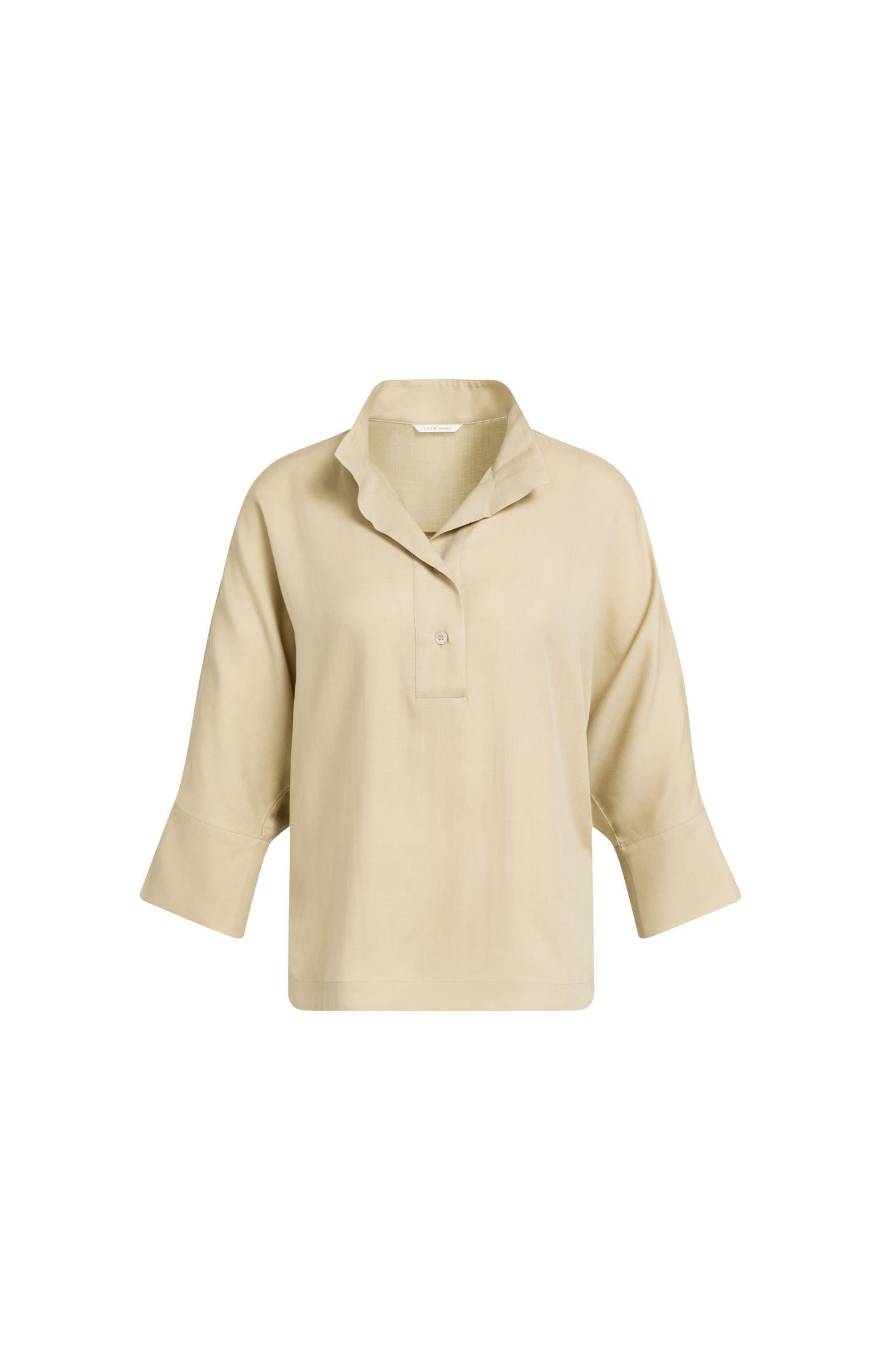 Soft oversized blouse with polo collar