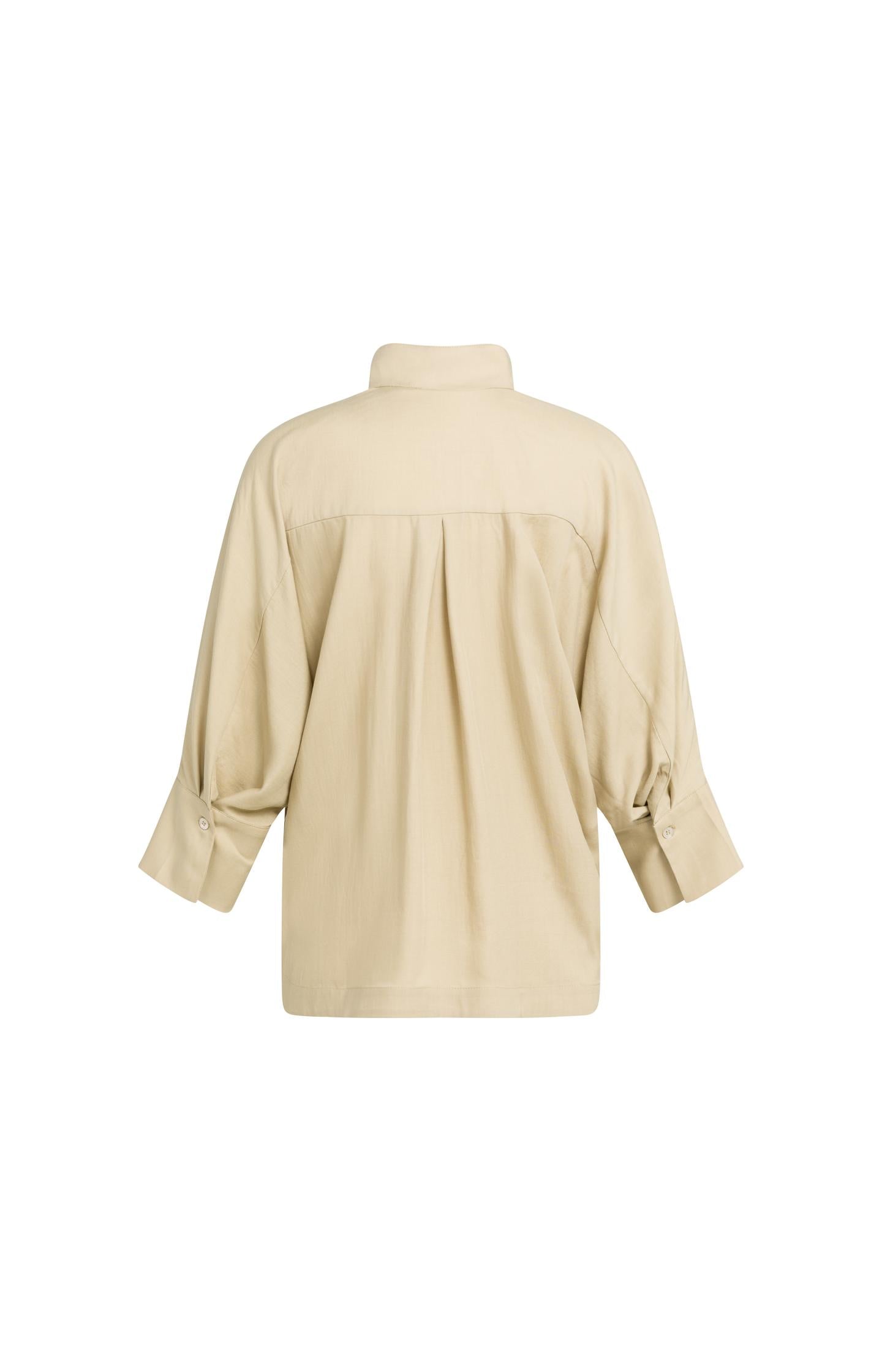 Soft oversized blouse with polo collar
