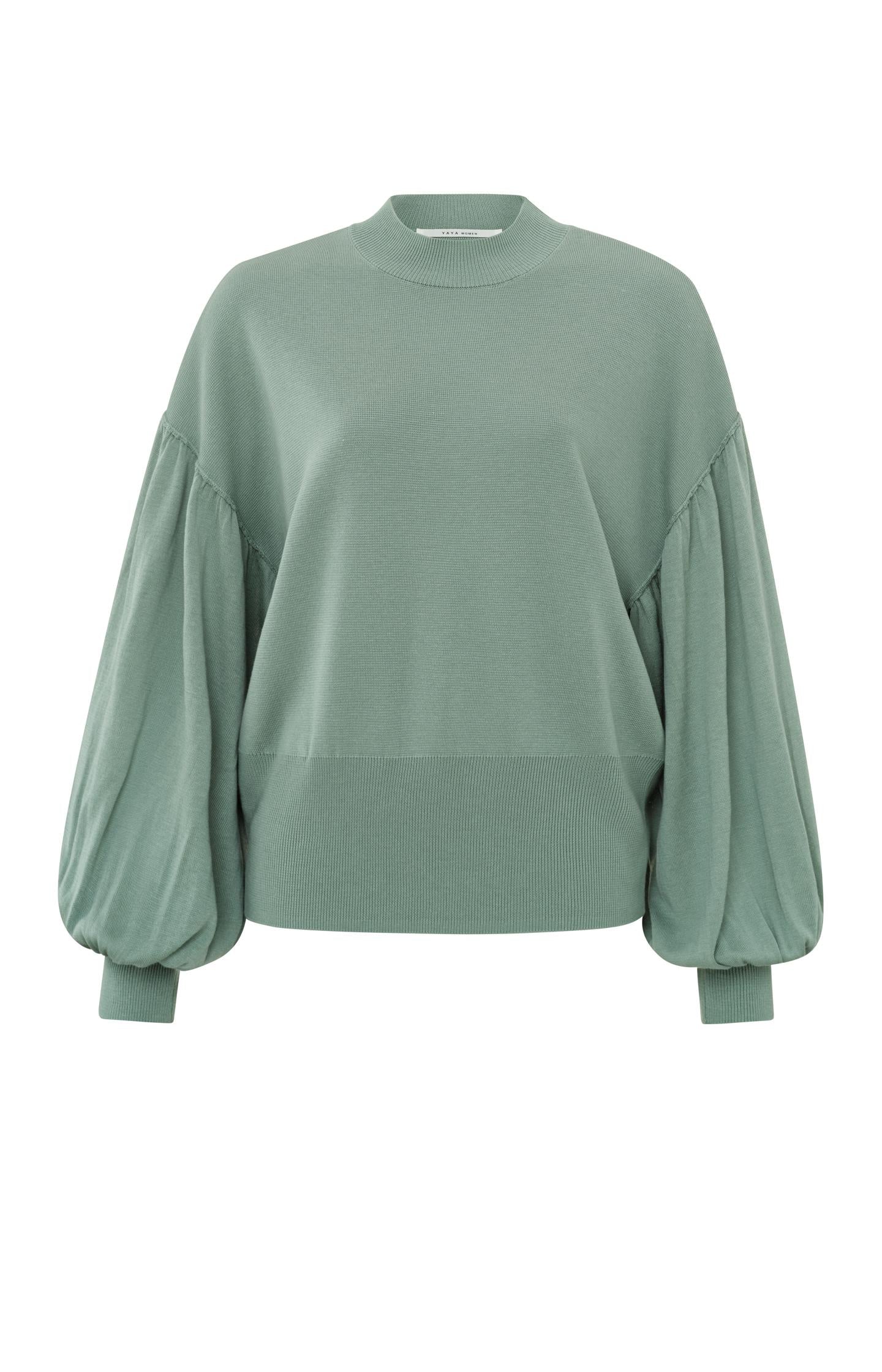 Soft oversized sweater with puff sleeves and a turtleneck - Type: product