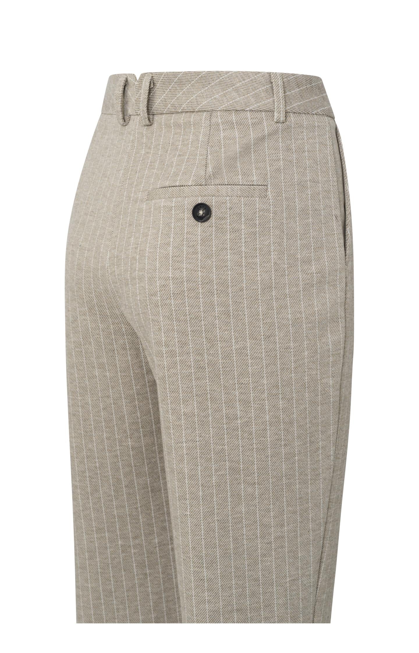 Soft pantalon with straight leg, pockets and pinstripes