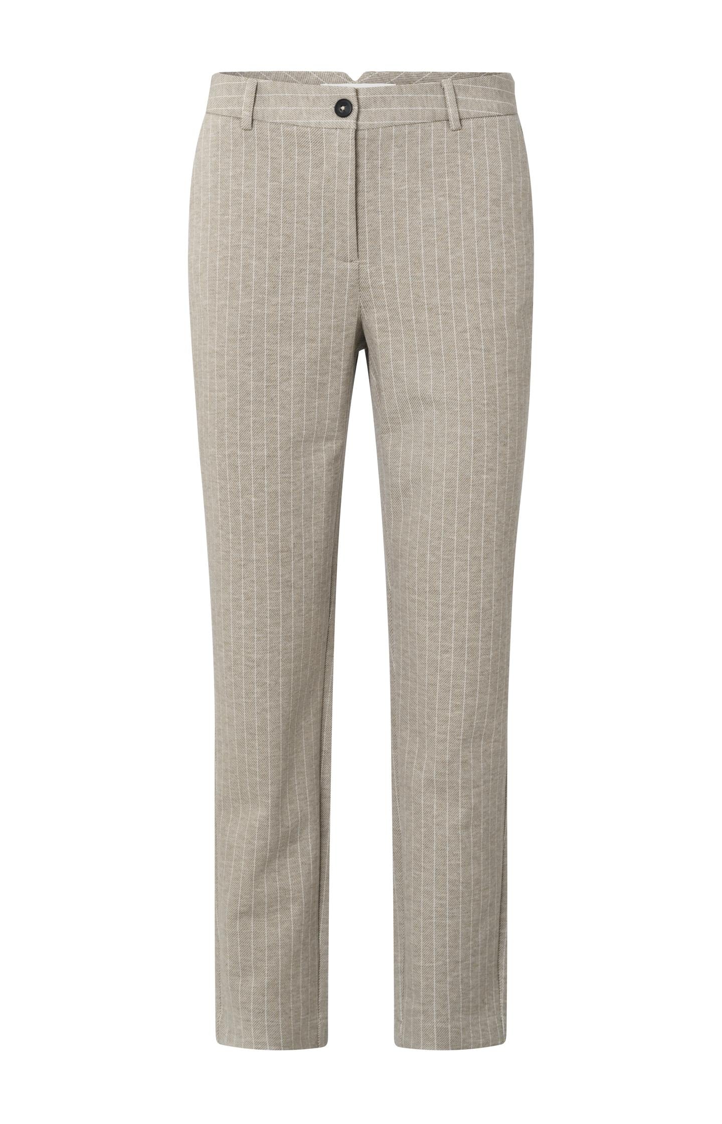 Soft pantalon with straight leg pockets and pinstripes