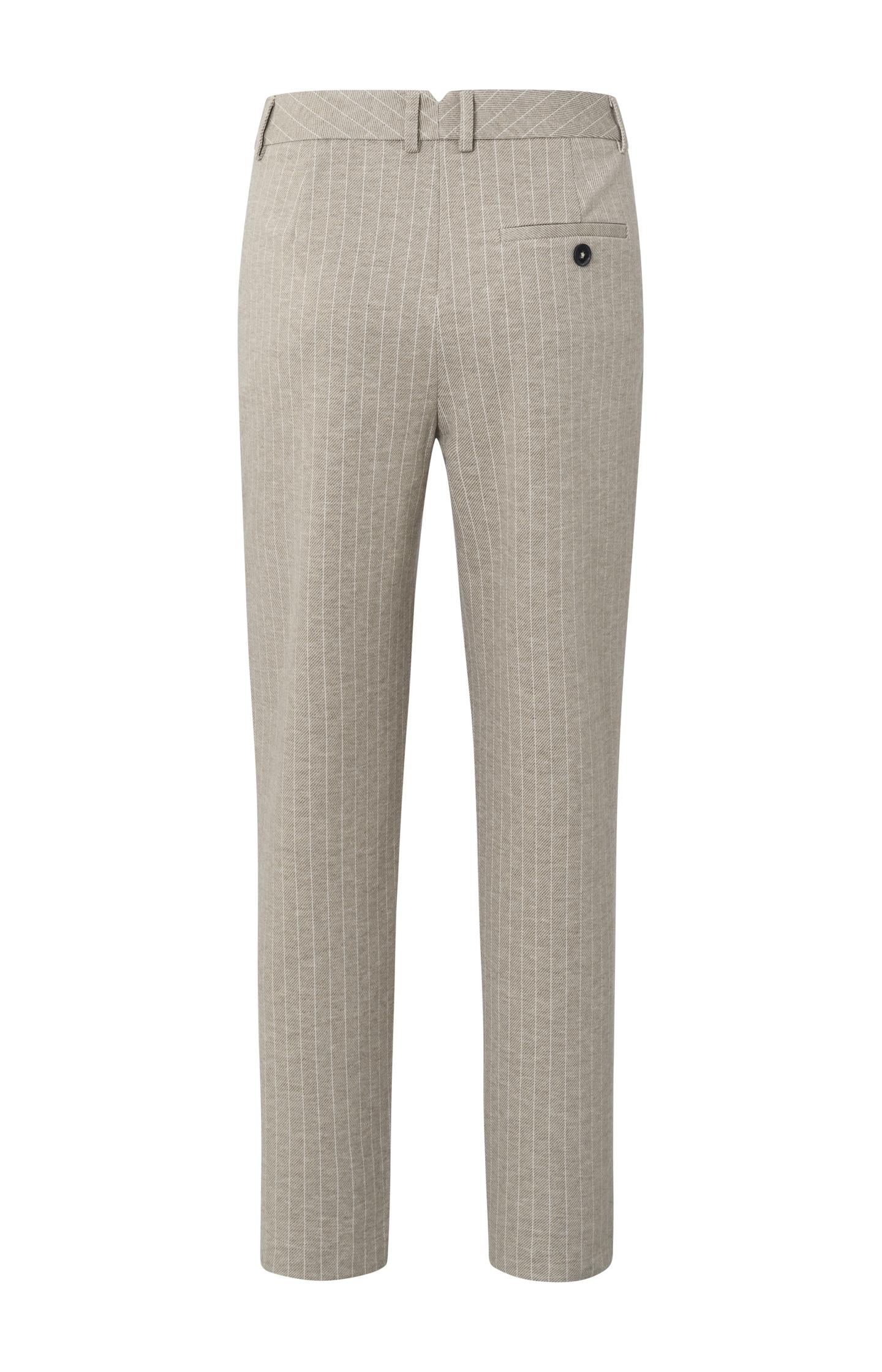 Soft pantalon with straight leg, pockets and pinstripes