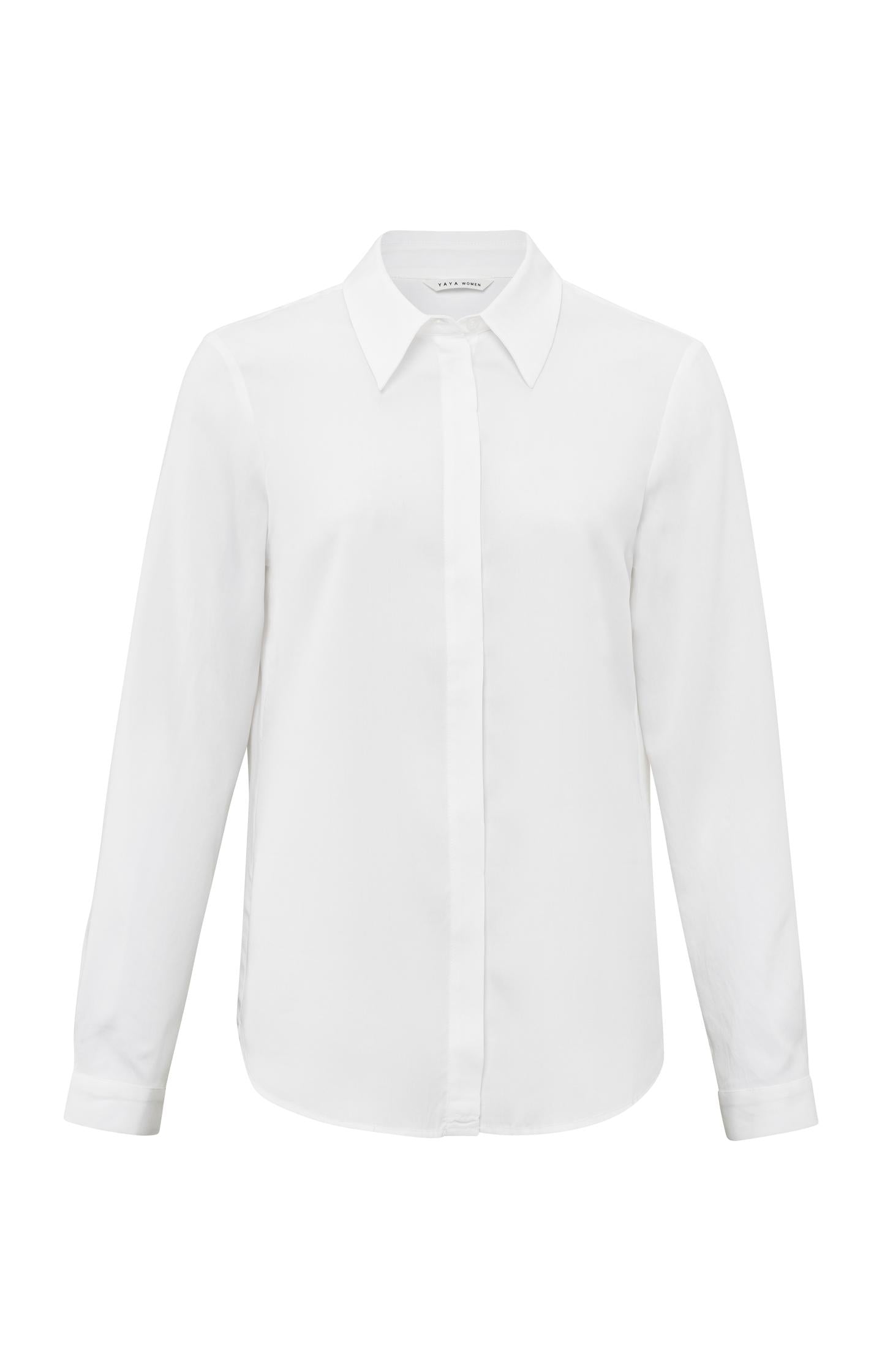 Soft poplin blouse with long sleeves, collar and buttons - Type: product