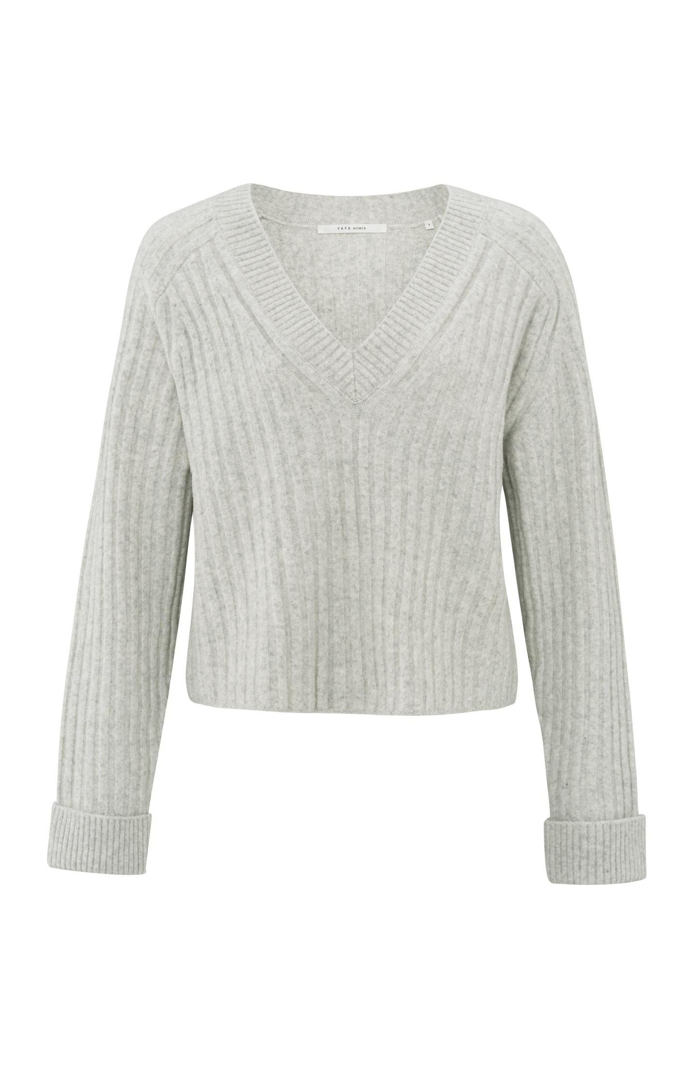 Soft ribbed sweater with V-neck and long sleeves - Type: product