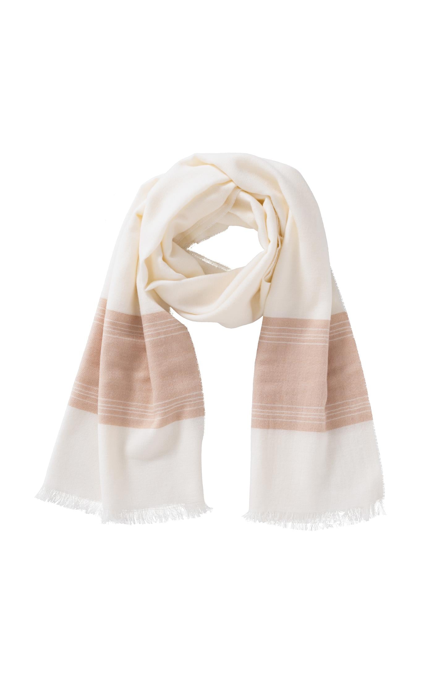 Soft scarf with colored border and fringes - Type: product