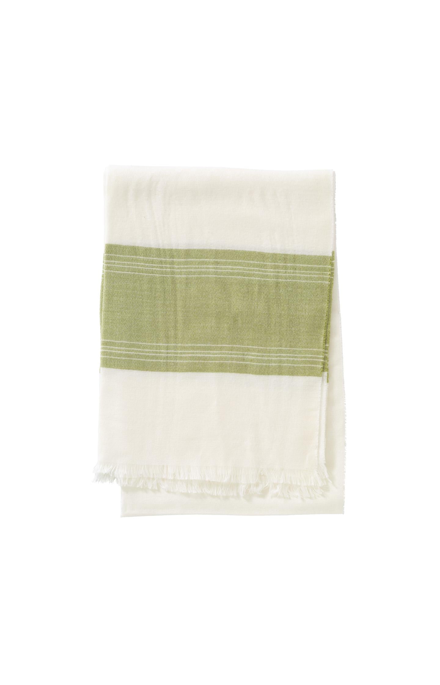 Soft scarf with colored border and fringes