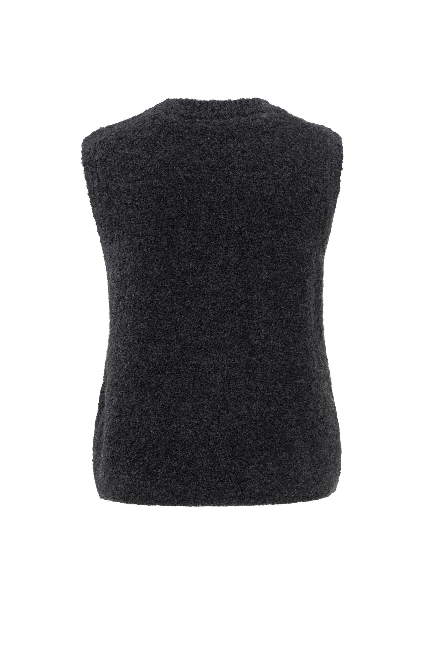 Soft sleeveless sweater with round neck and unique texture