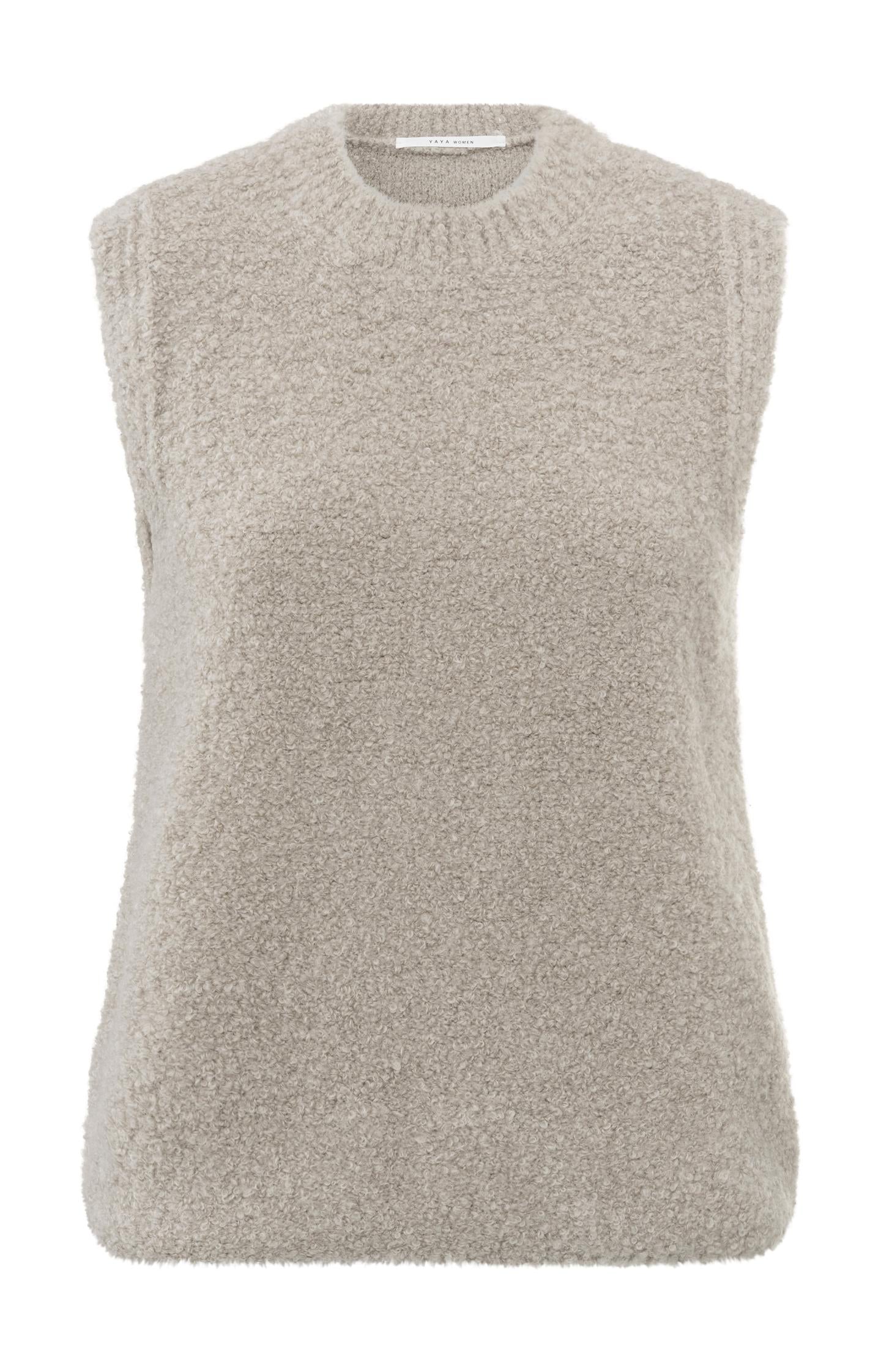 Soft sleeveless sweater with round neck and unique texture - Type: product