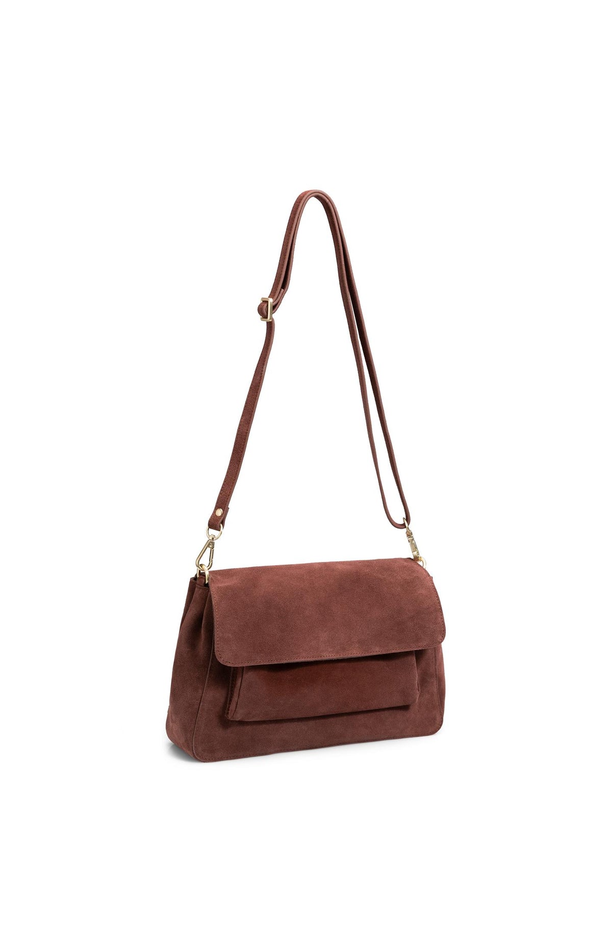 Soft suede shoulder bag with detachable strap - Red