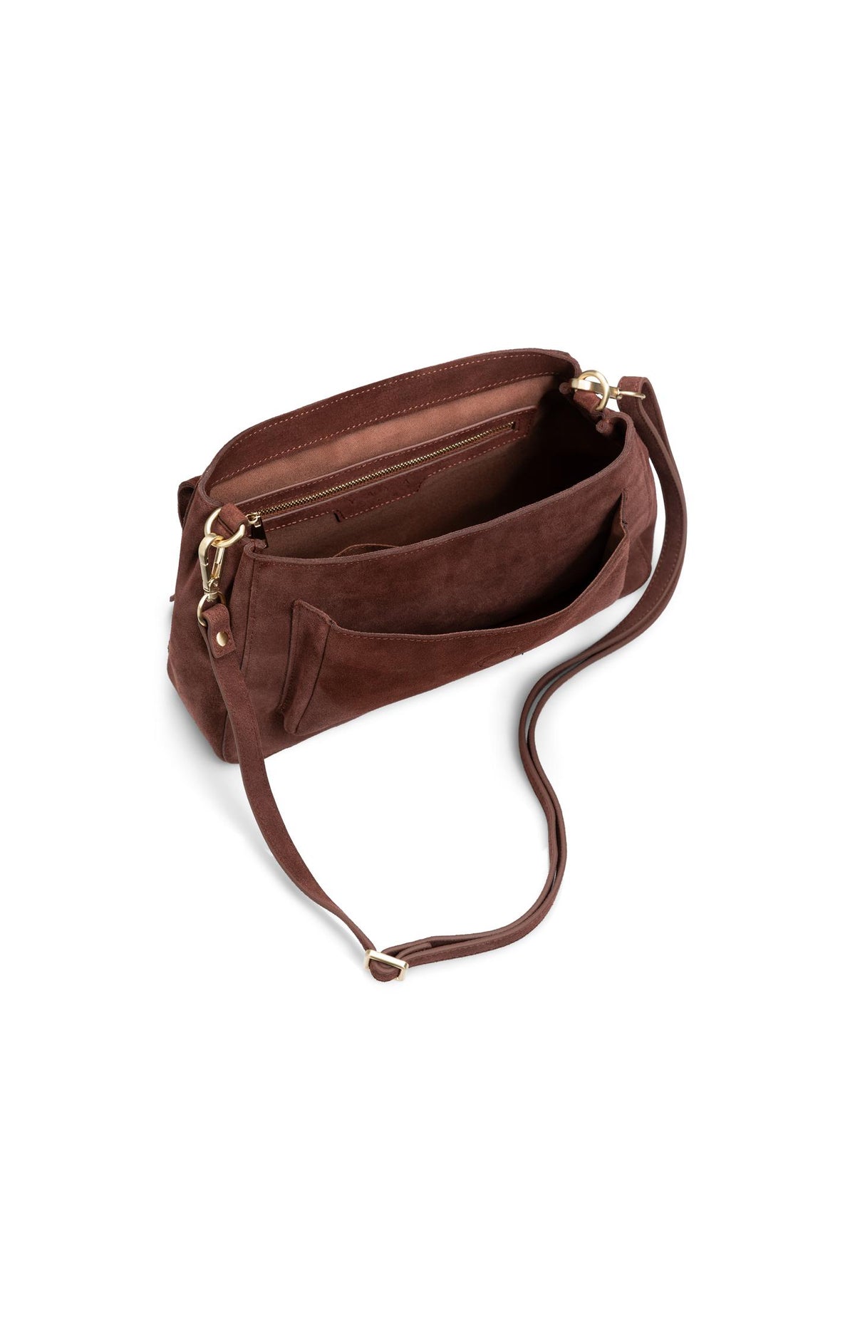 Soft suede shoulder bag with detachable strap - Red