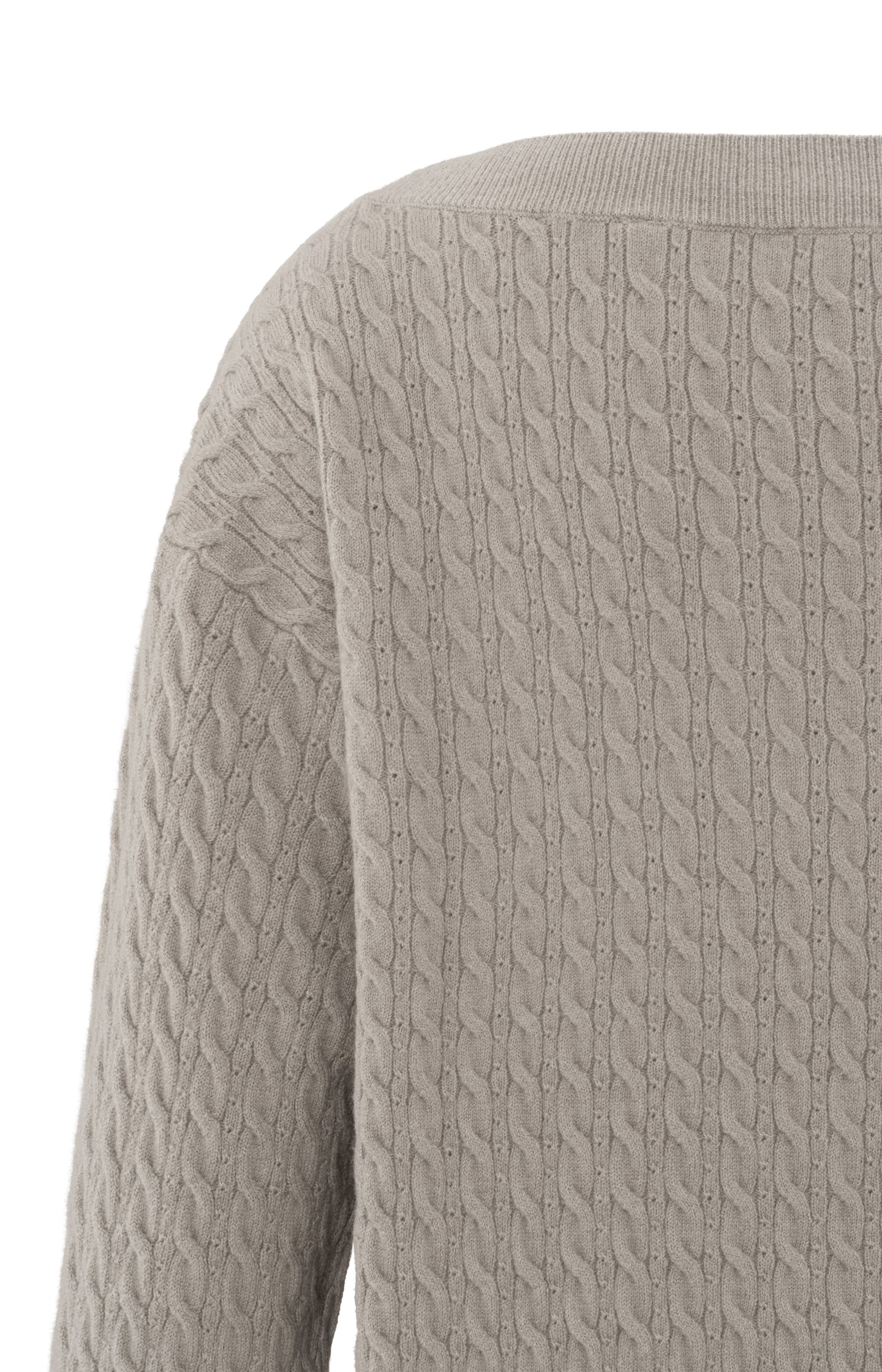 Soft sweater with boat neck, long sleeves and cable detail