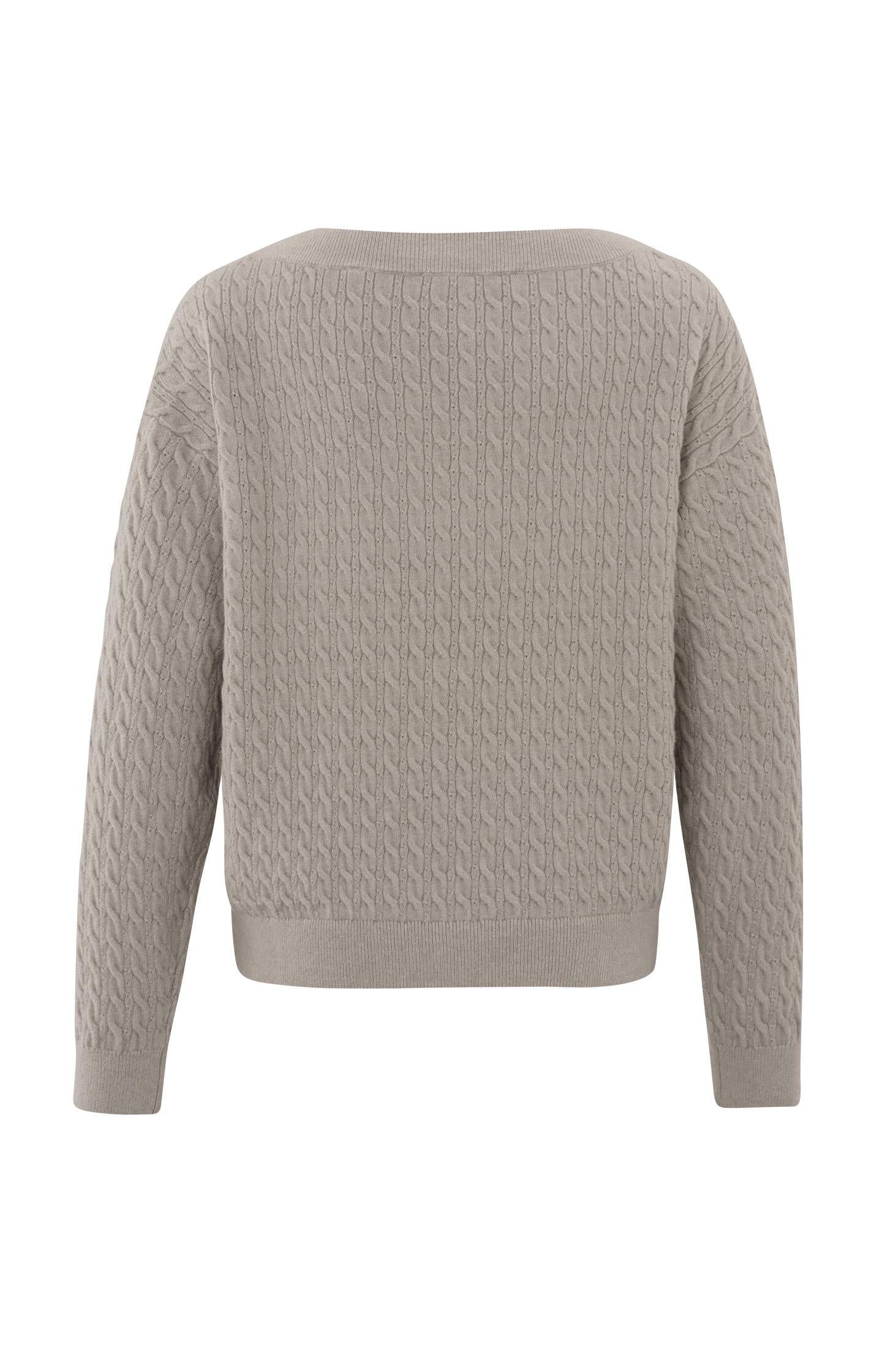 Soft sweater with boat neck, long sleeves and cable detail