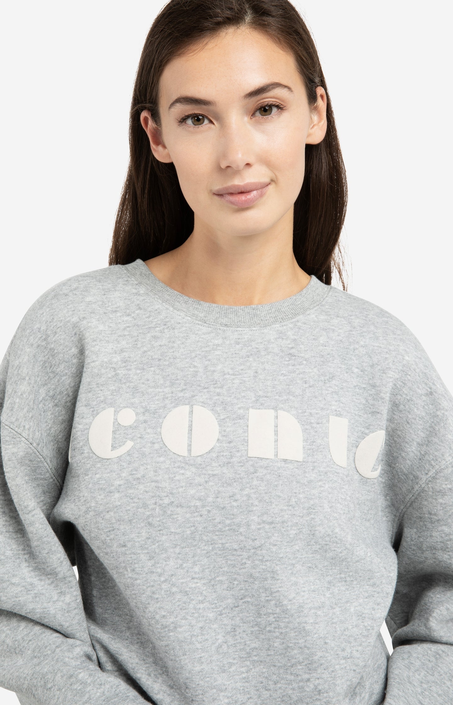ya.グレーXS Zachte sweater met artwork 'iconic'