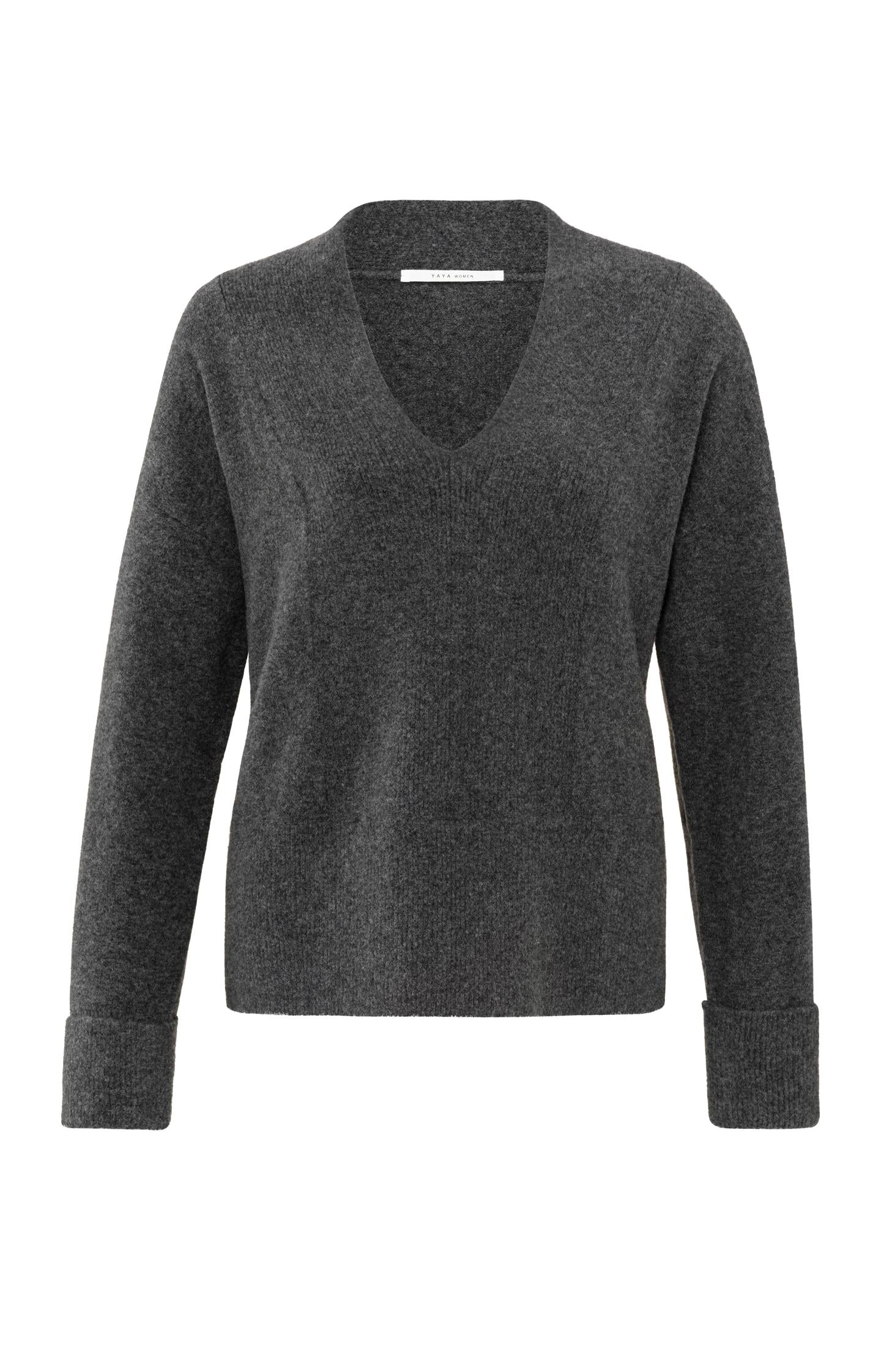 Soft sweater with deep V-neck and subtle rib details - Type: product