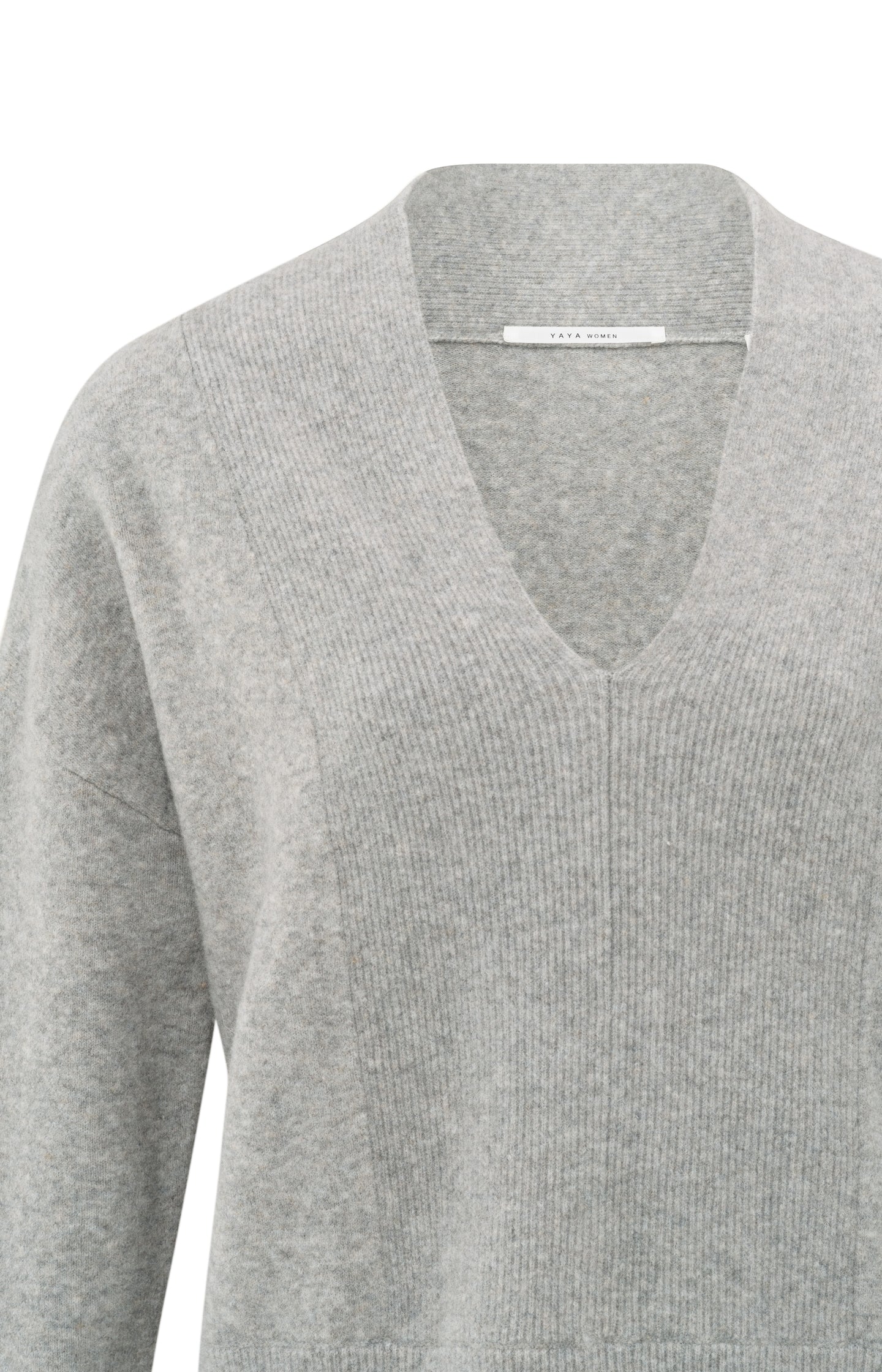 Soft sweater with deep V-neck and subtle rib details