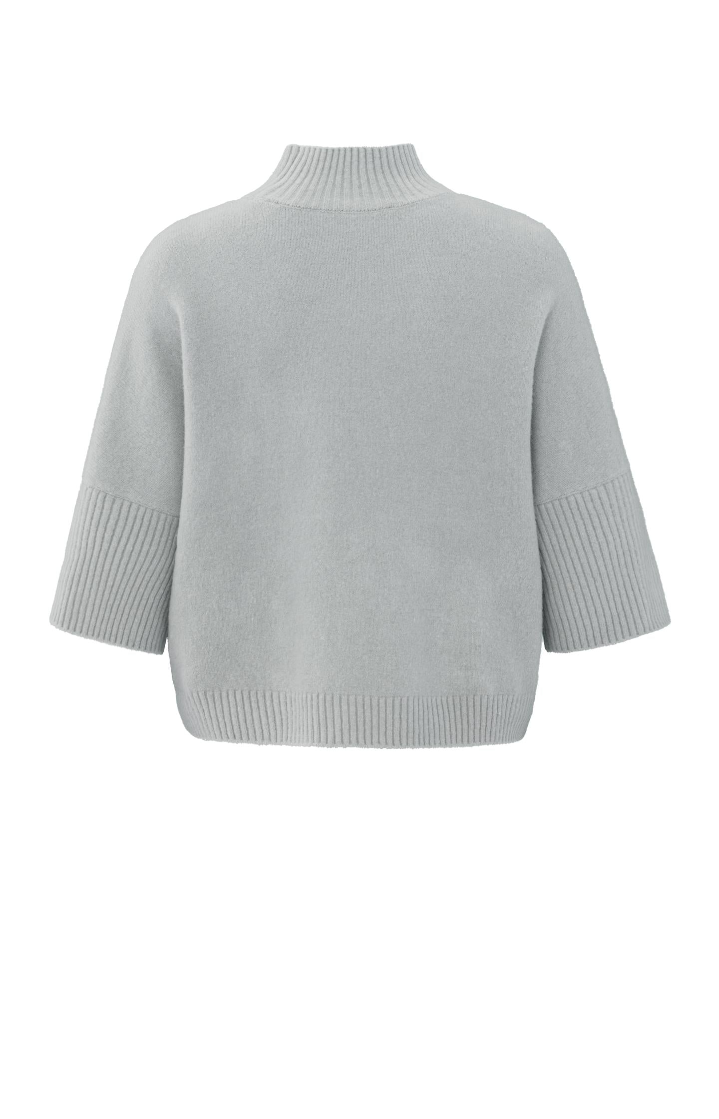 Soft sweater with high neck and three-quarter sleeves