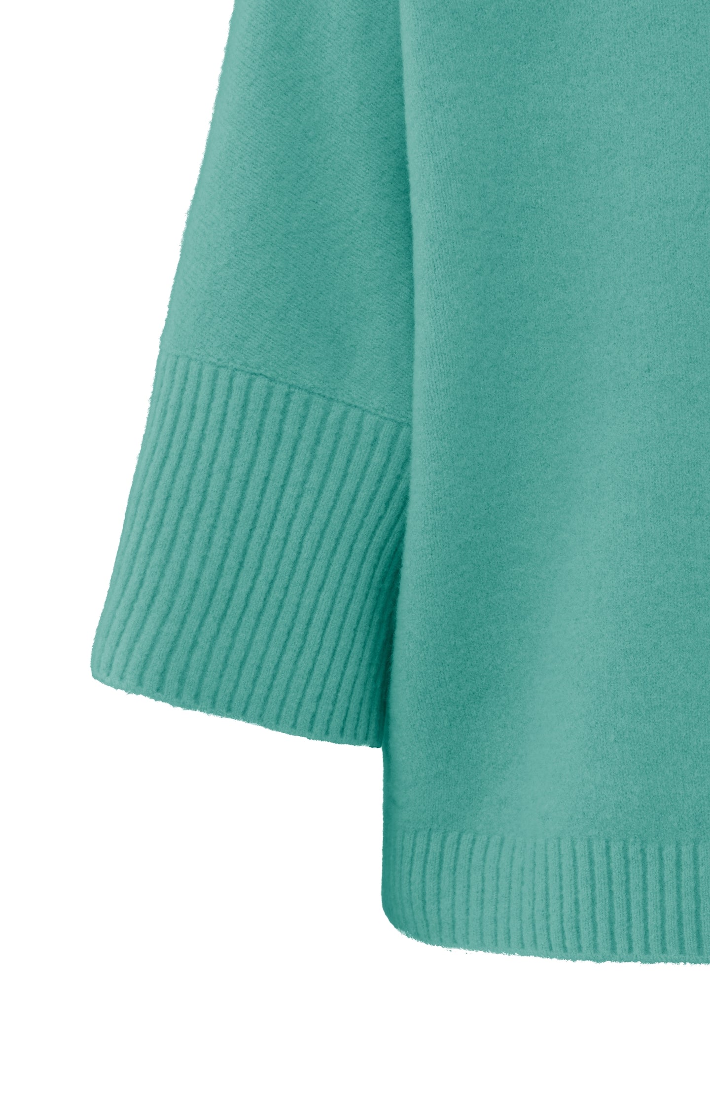 Soft sweater with high neck and three-quarter sleeves