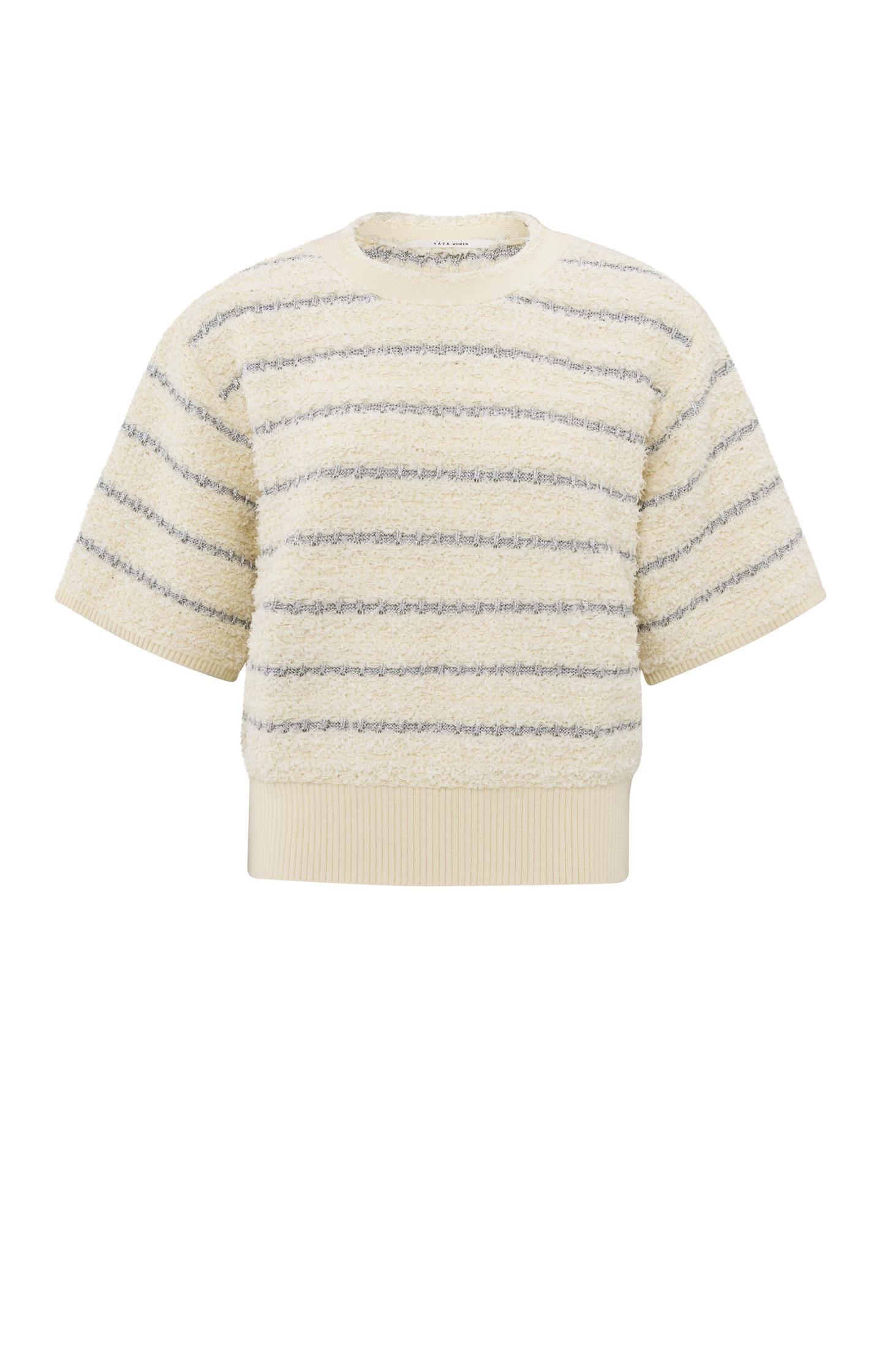 Soft sweater with shiny stripes and short sleeves - Type: product