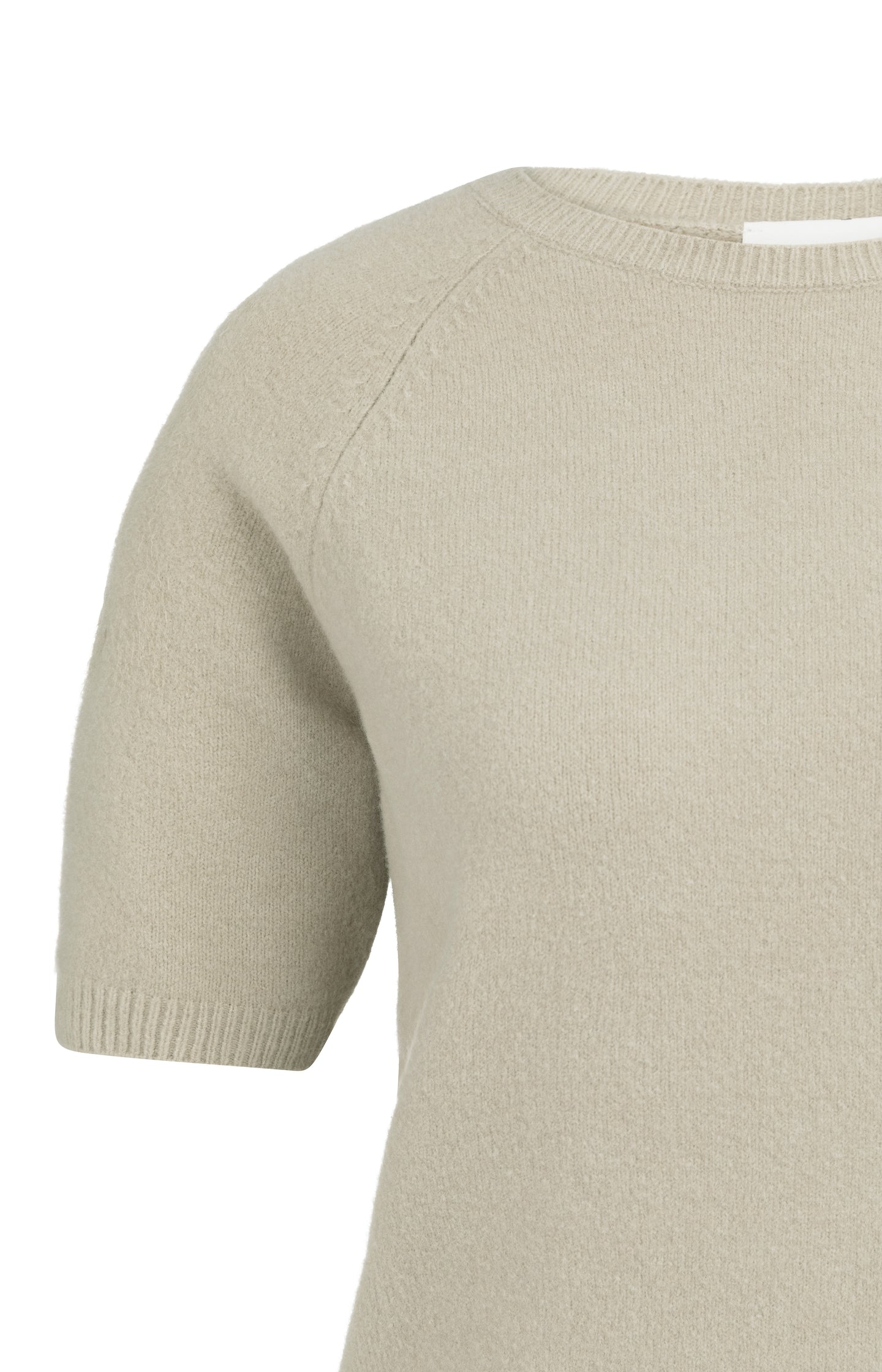 Soft sweater with short sleeves and round neckline