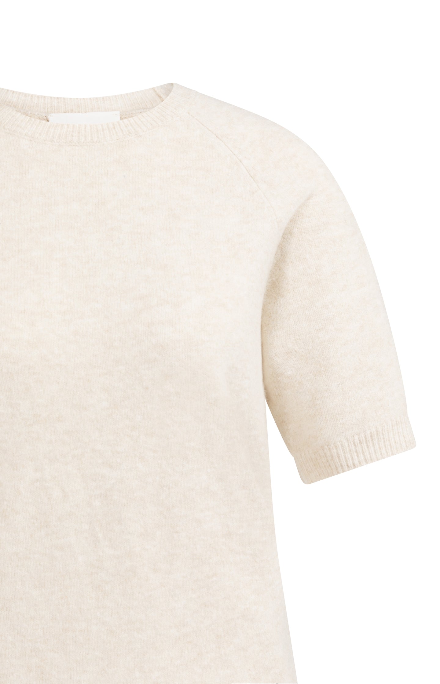 Soft sweater with short sleeves and round neckline