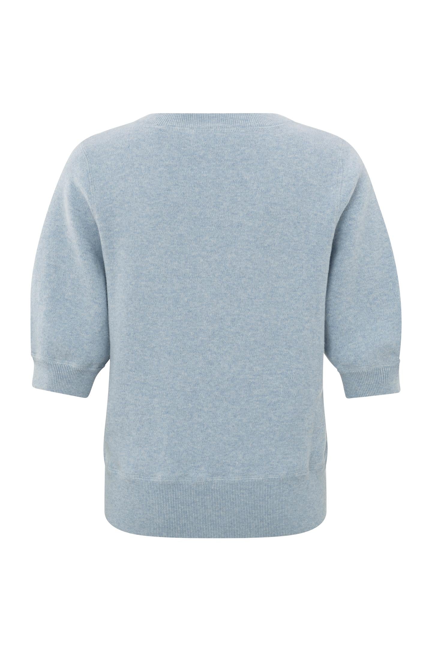 Soft sweater with V-neck and half long sleeves