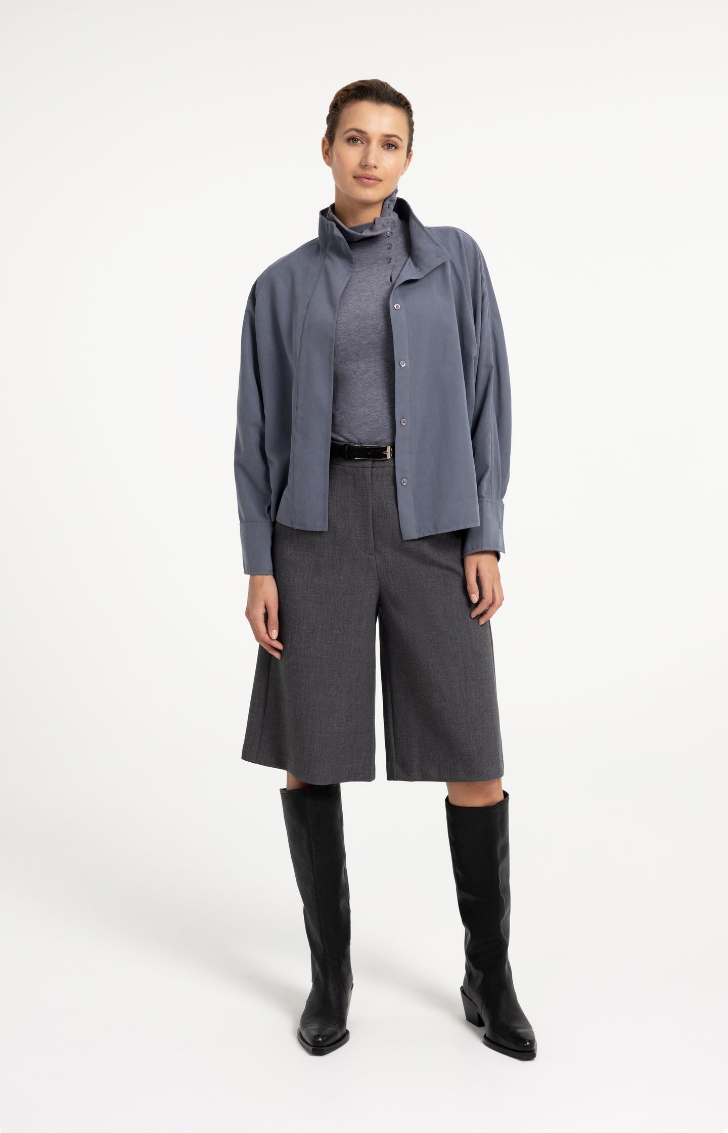 Soft top with high neck and button details