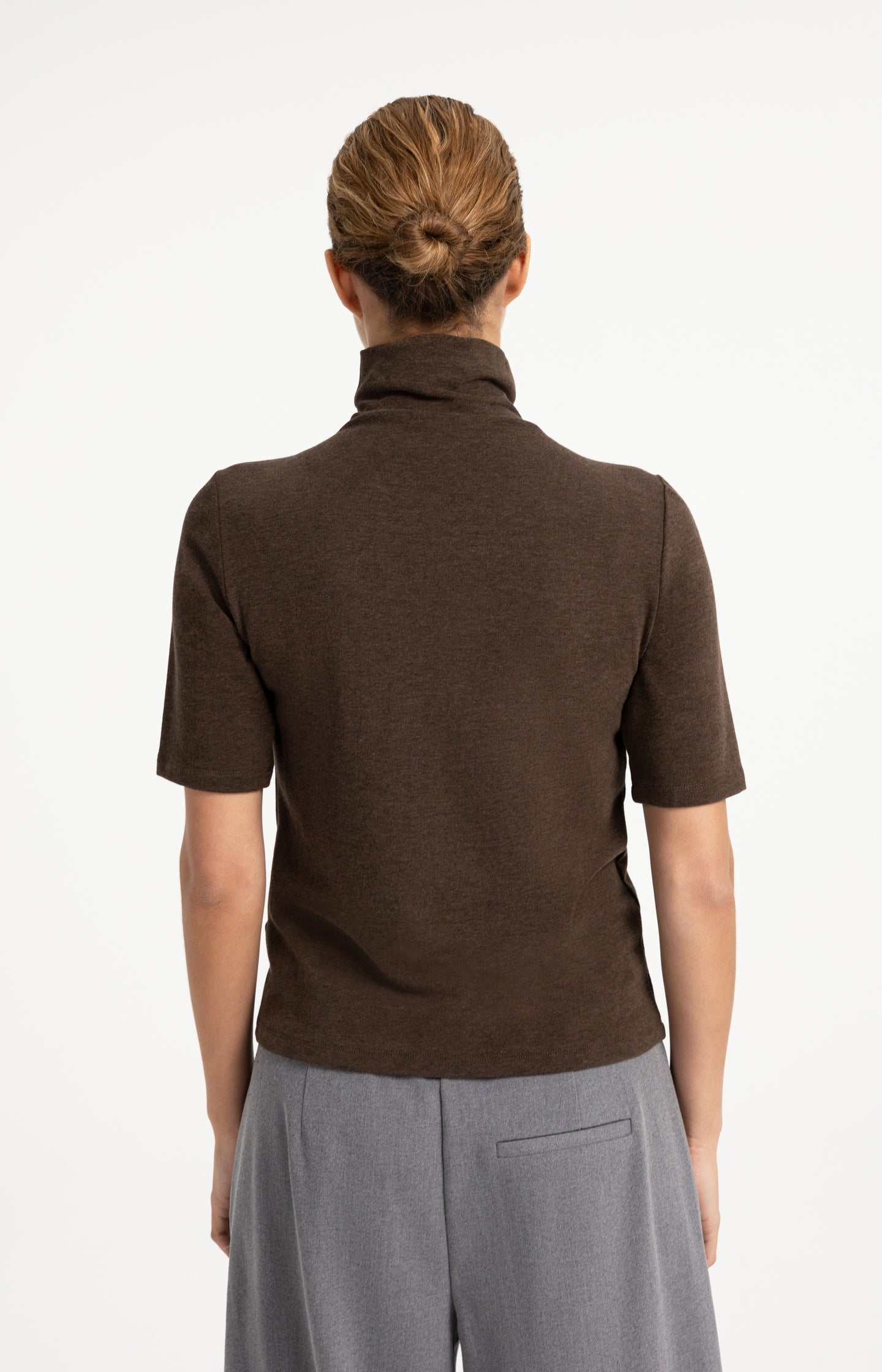 Soft top with high neck and button details