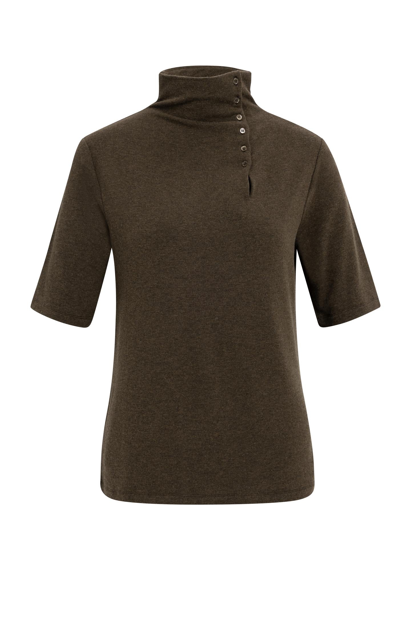 Soft top with high neck and button details