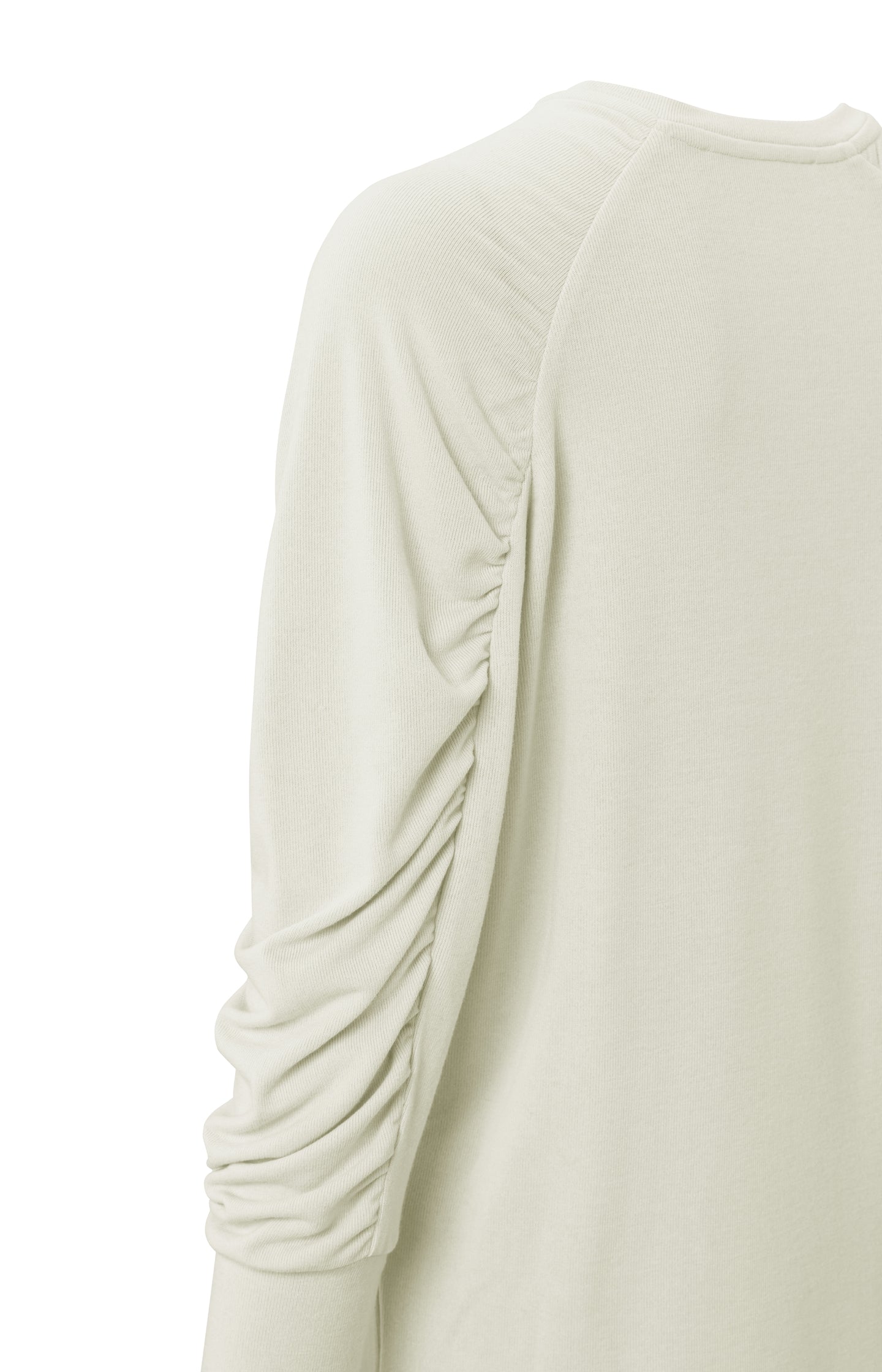 Soft top with round neck and long gathered sleeves